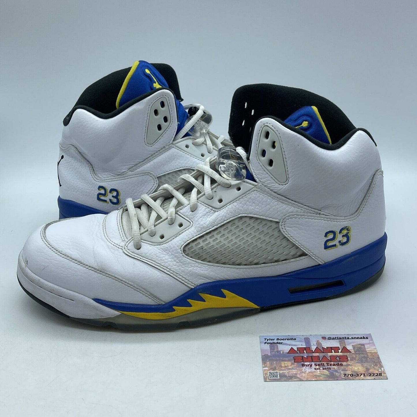 Size 13 - Air Jordan 5 Retro 2013 Laney Yellow Blue White Leather (136027-189)