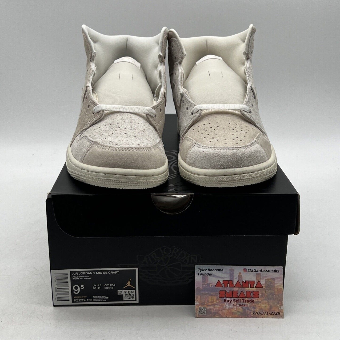 Size 9.5 - Air Jordan 1 SE Craft Mid Pale Ivory Suede (FQ3224-100)