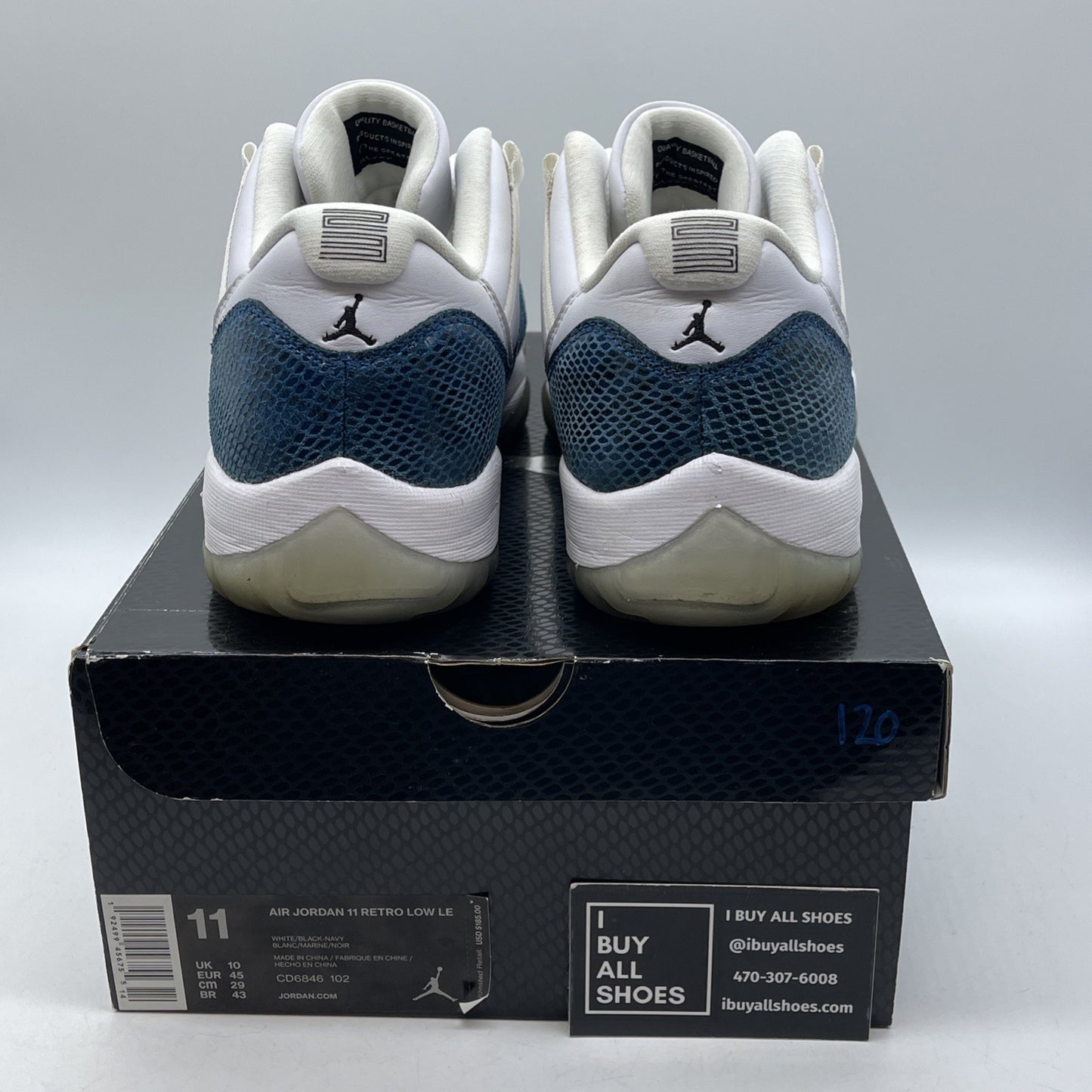 Size 11 - Jordan 11 Retro Low Snakeskin 2019 Blue White Leather (CD6846-102)