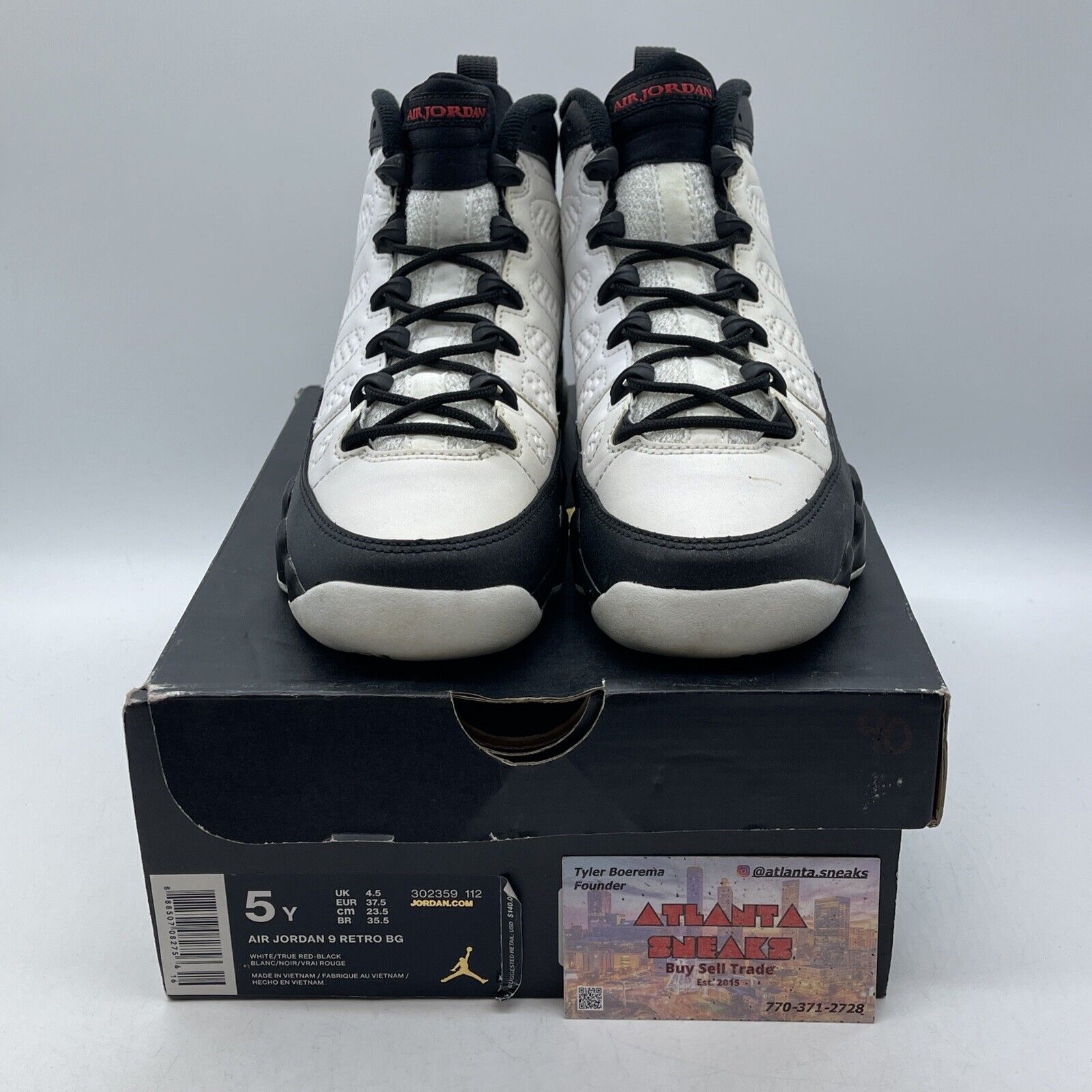 Size 5 - Jordan 9 Retro space jam black Suede Red White Leather (302359-112)