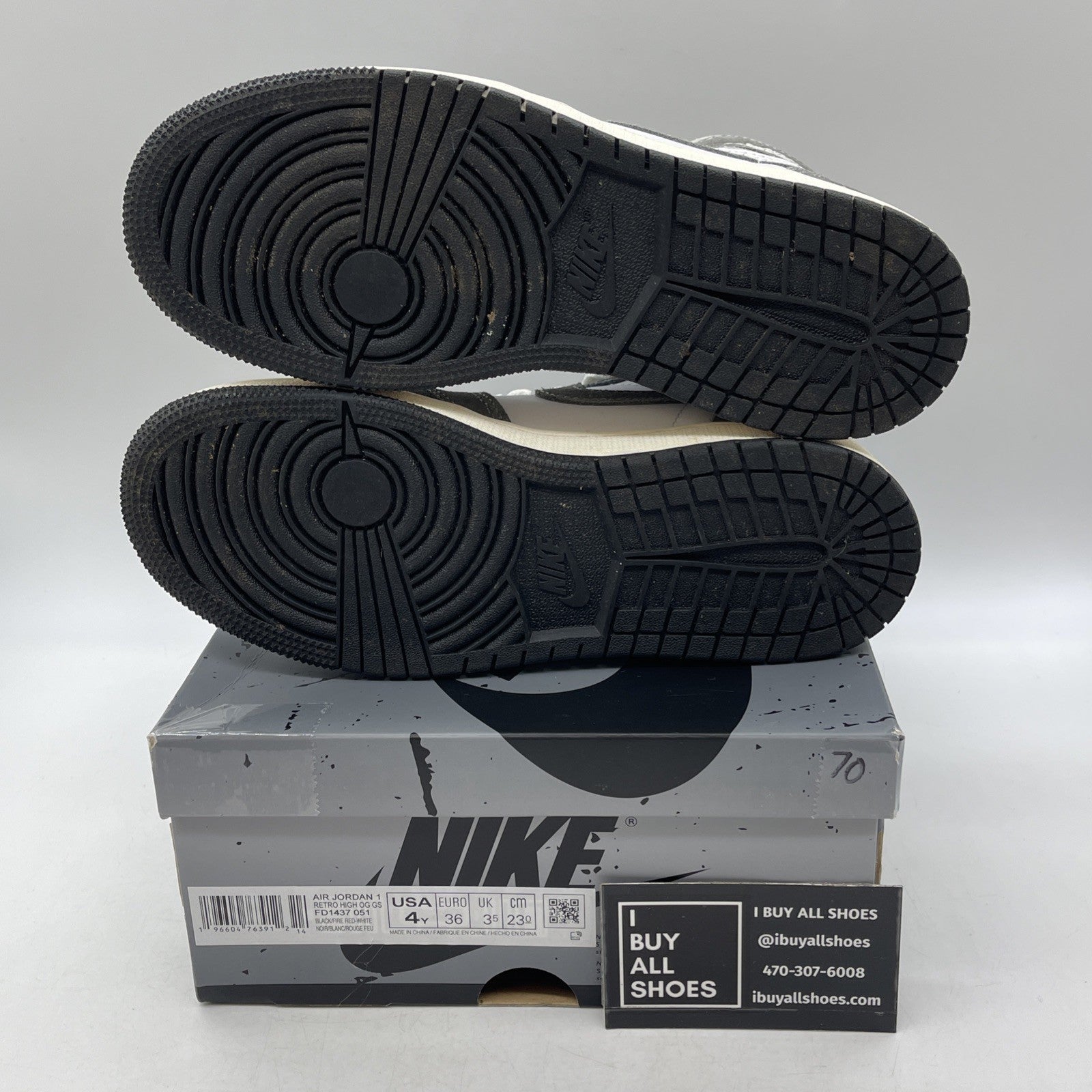 Size 4Y (GS) - Air Jordan 1 High Retro OG Washed Black (FD1437-051)