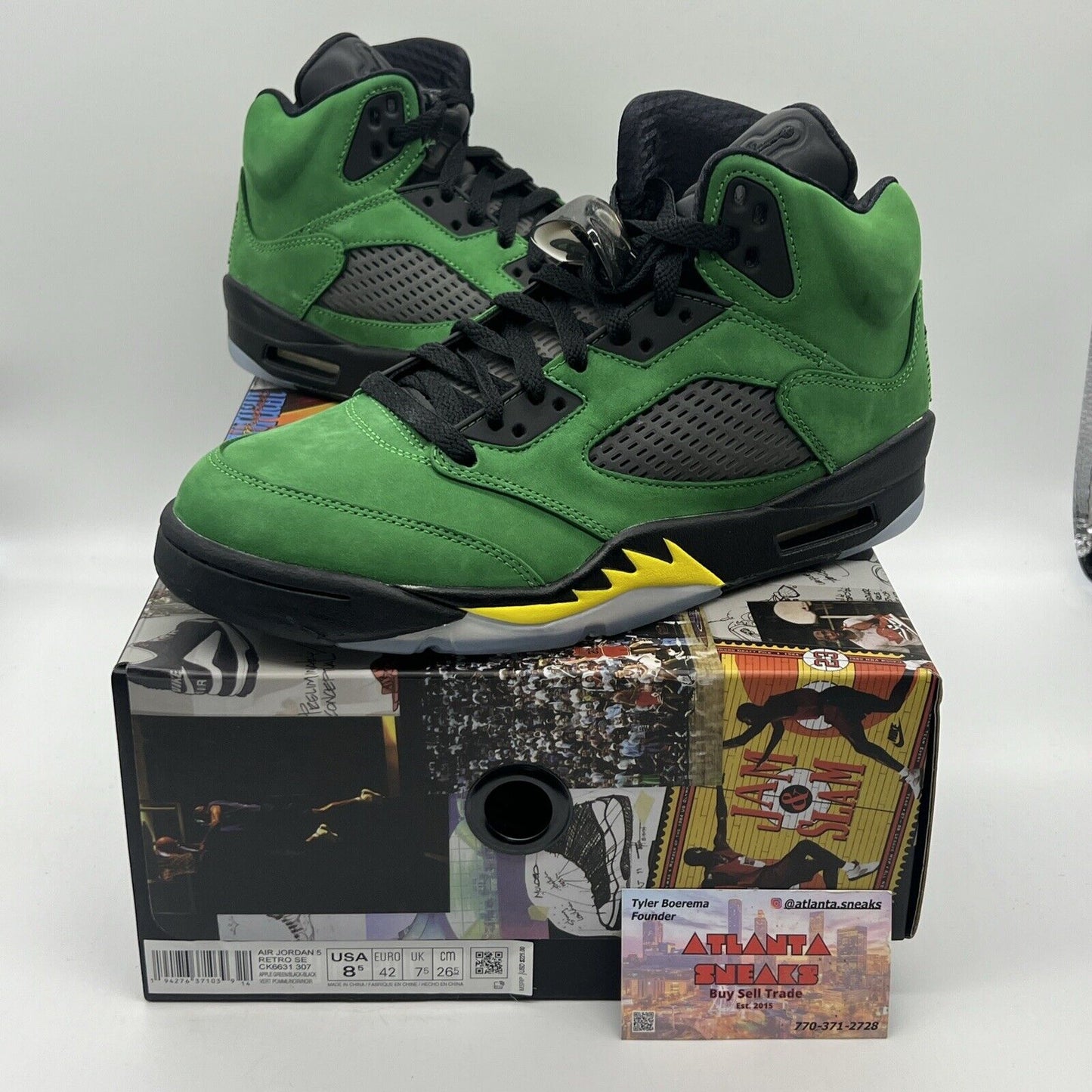 Size 8.5 - Jordan 5 Retro SE Oregon 2020 Brand New Og All Green Yellow Black DS