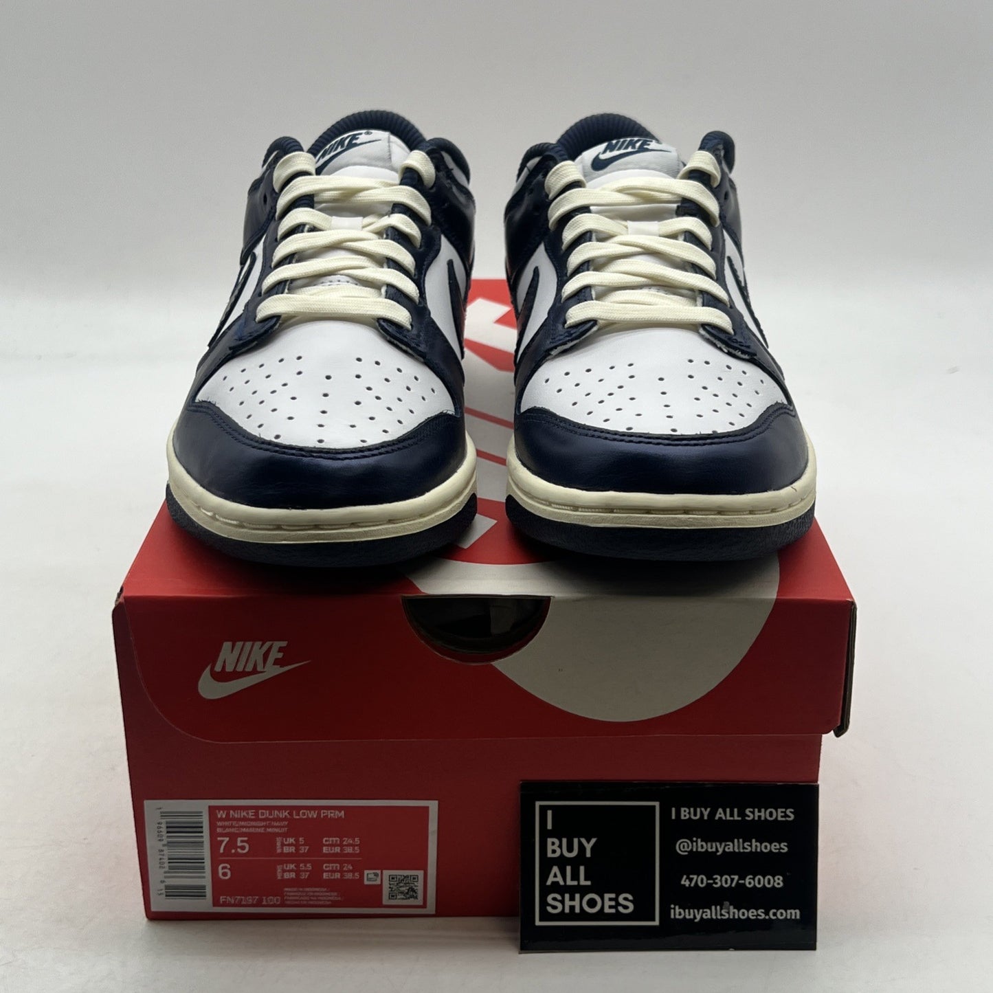 Size 7.5 - Nike Dunk Premium Low Vintage Navy W (FN7197-100)