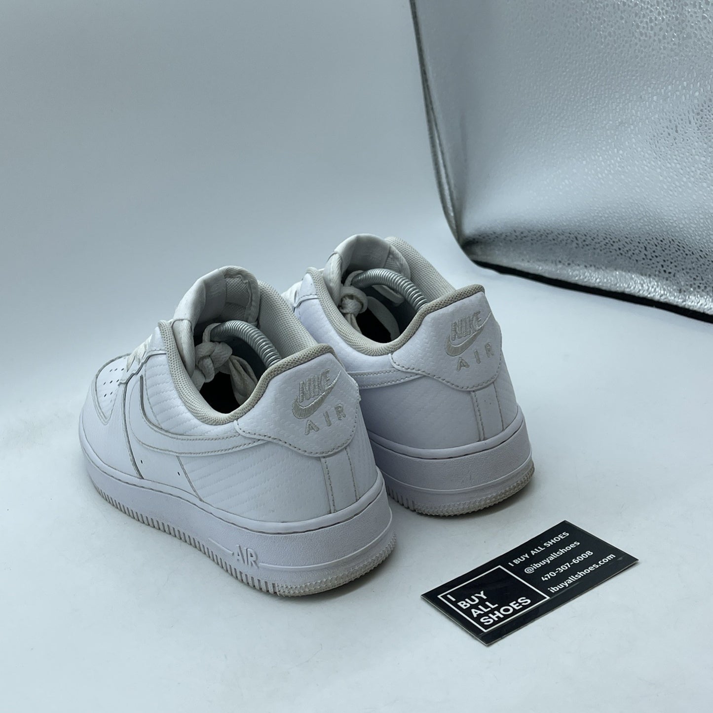 Size 9 - Nike Air Force 1 '07 Carbon Fiber Pack - White