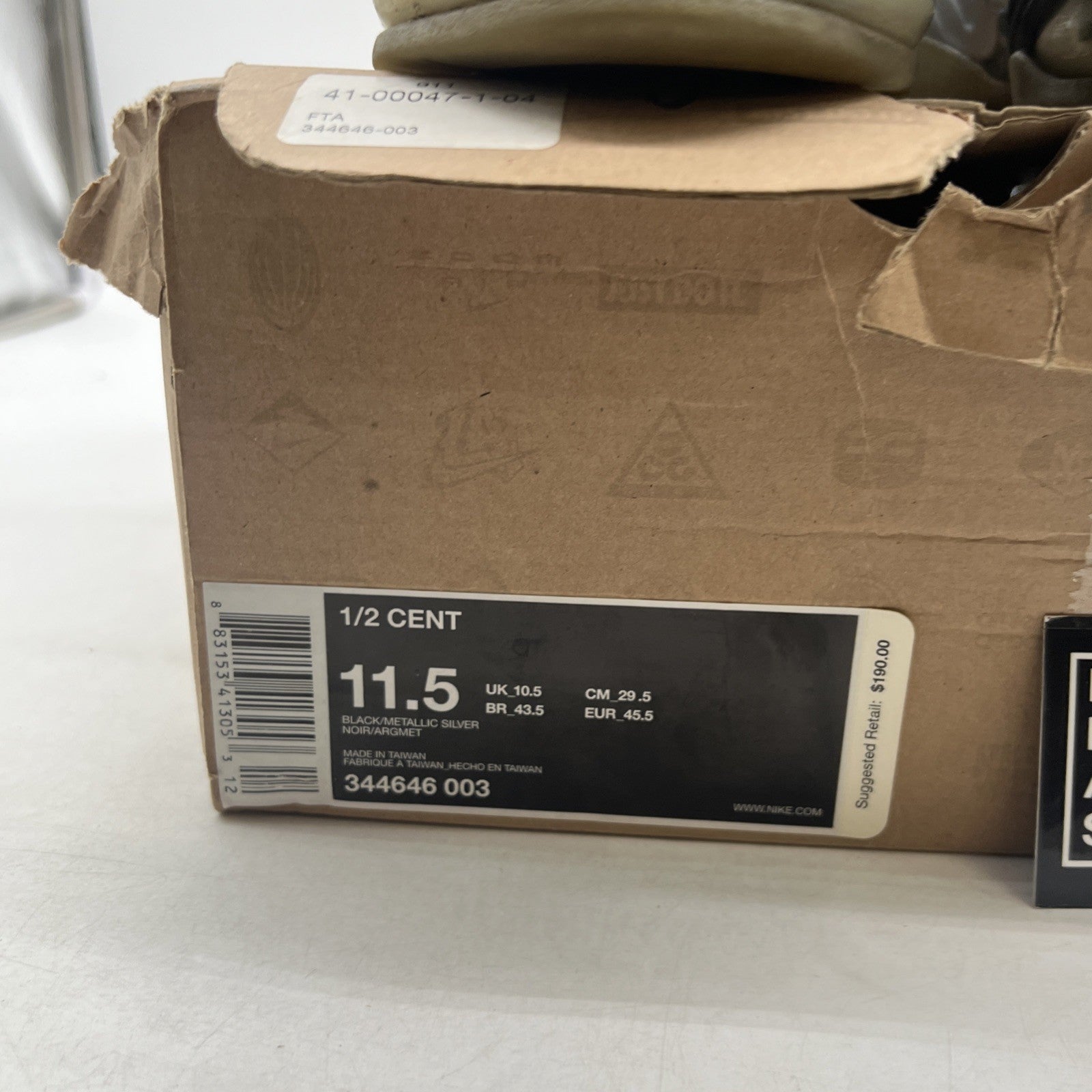 Size 11.5 - Nike 1/2 Cent Black Silver (344646-003)