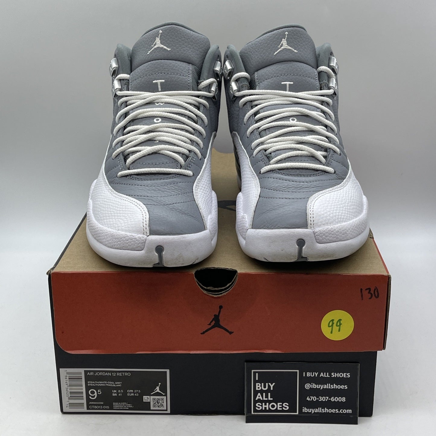 Size 9.5 - Jordan 12 Stealth 2022 Grey White Leather (CT8013-015)