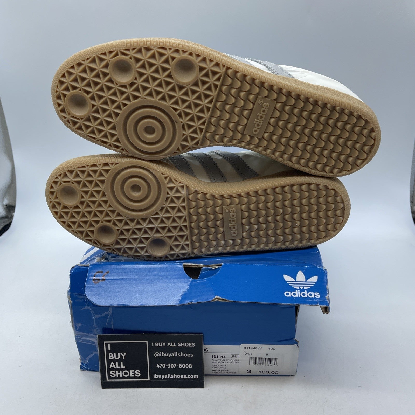Size 7 - Adidas Samba OG Athletic Sneakers Off White Gray (ID1448)