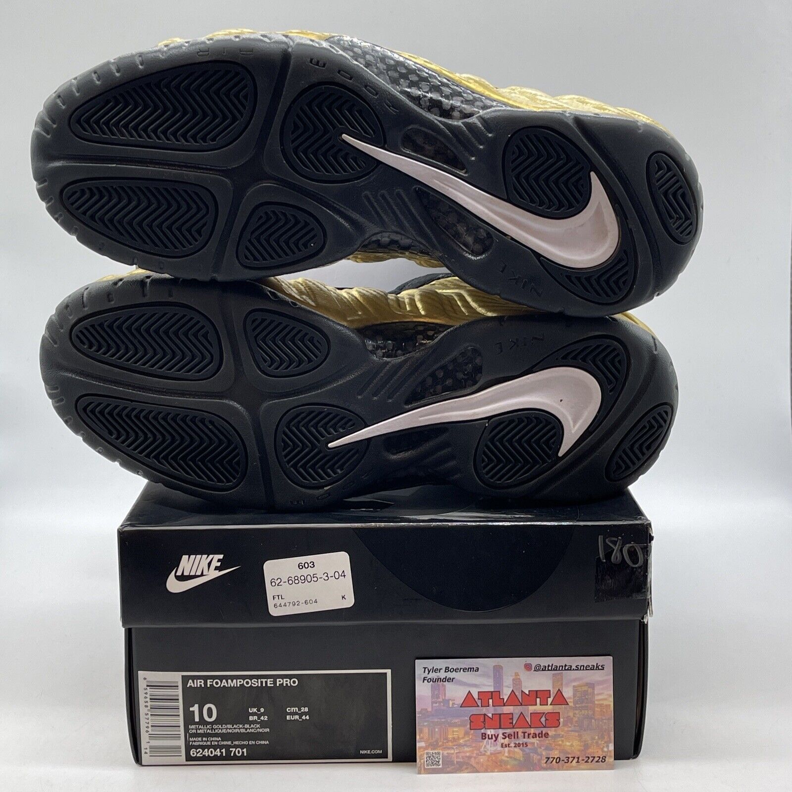 Size 10 - Nike Air Foamposite Pro Metallic Gold Black (624041-701)