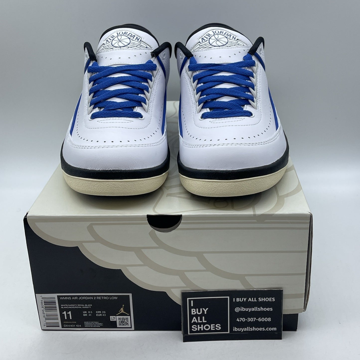 Size 11W - Air Jordan 2 Retro Low Varsity Royal White Leather (DX4401-104)