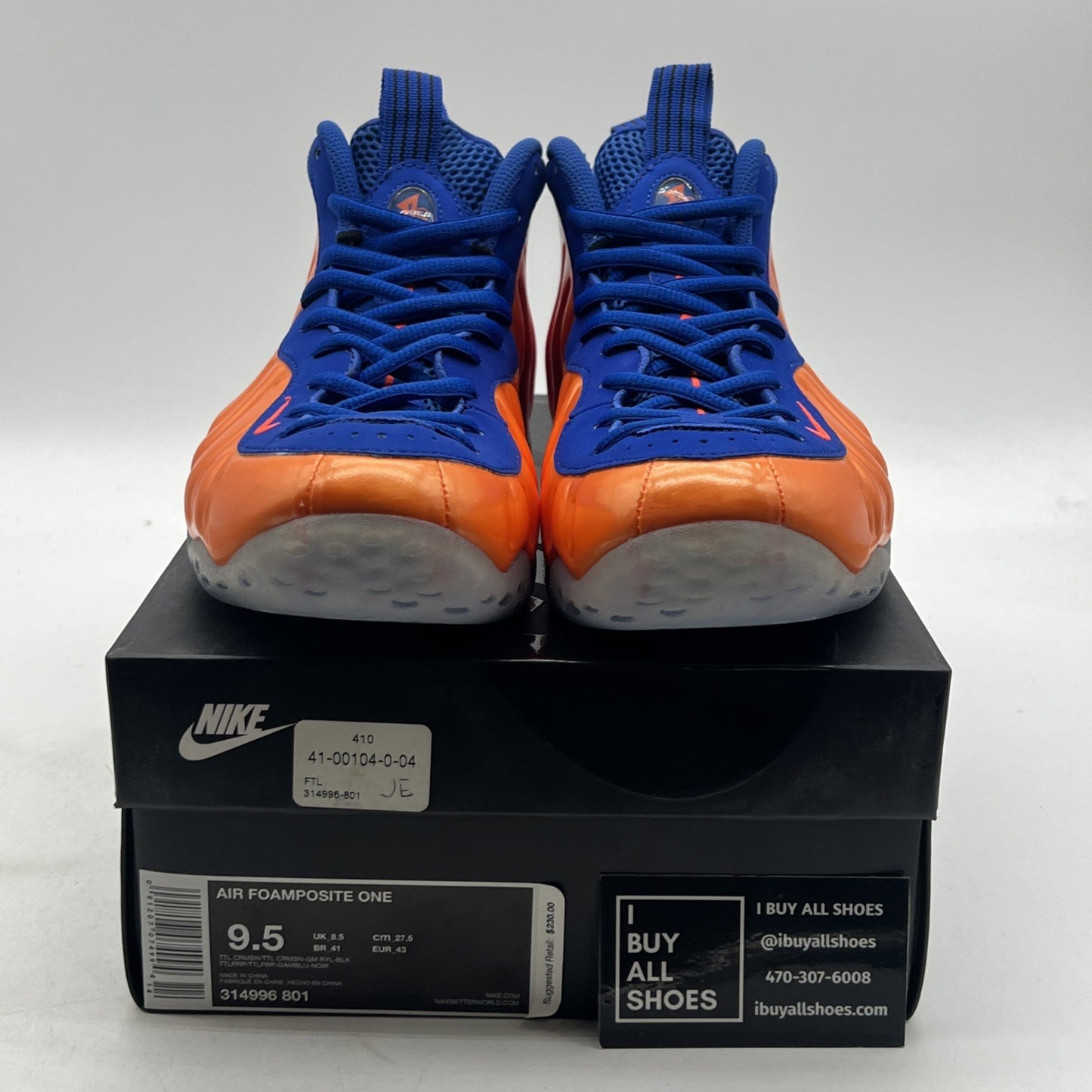 Size 9.5 - Nike Air Foamposite One Knicks (314996-801)