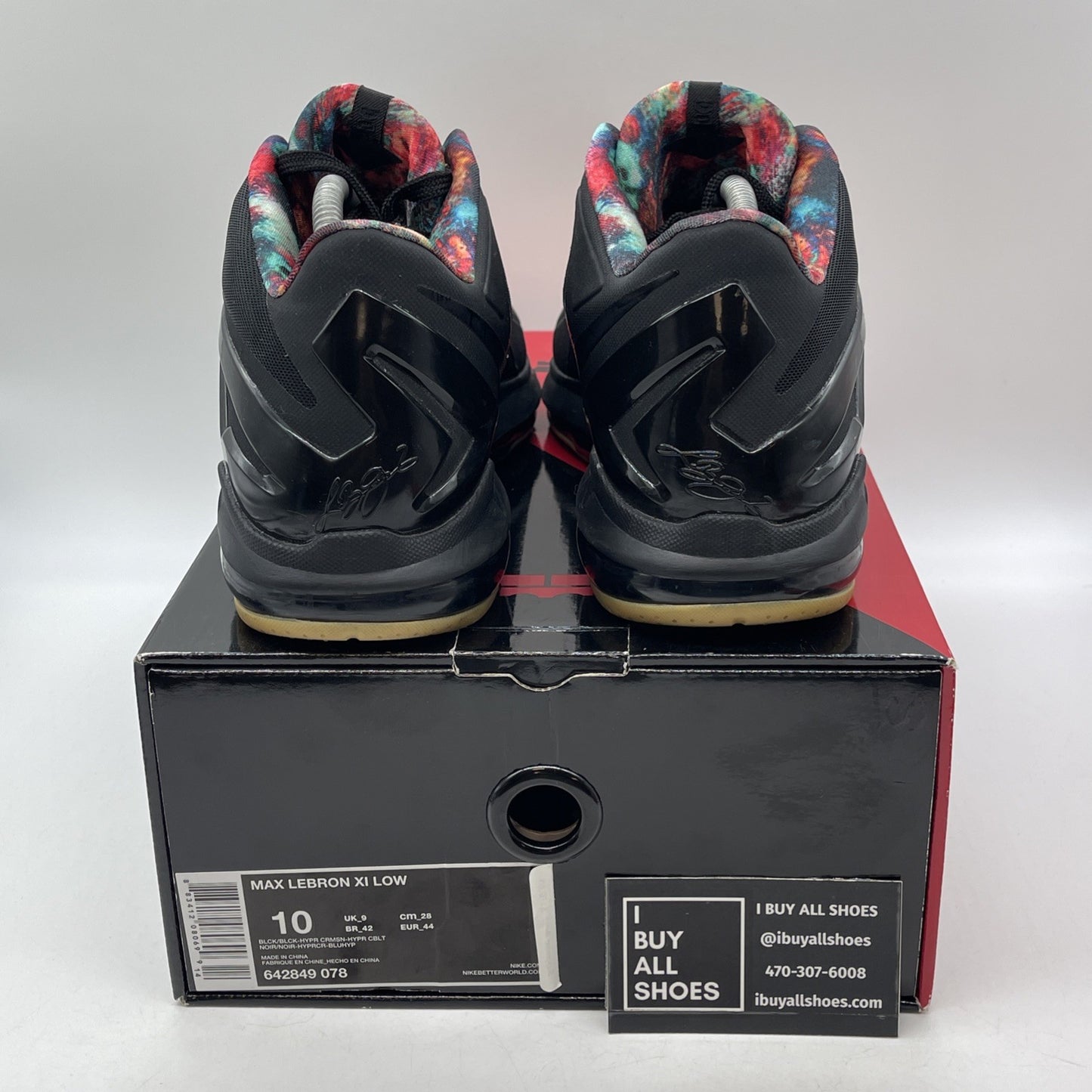 Size 10 - Nike Max LeBron 11 Low Gum Black Leather (642849-078)