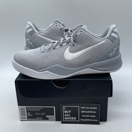 Size 5Y (GS) - Nike Kobe 8 Protro Low White Metallic Gold Silver (FN0266-003)