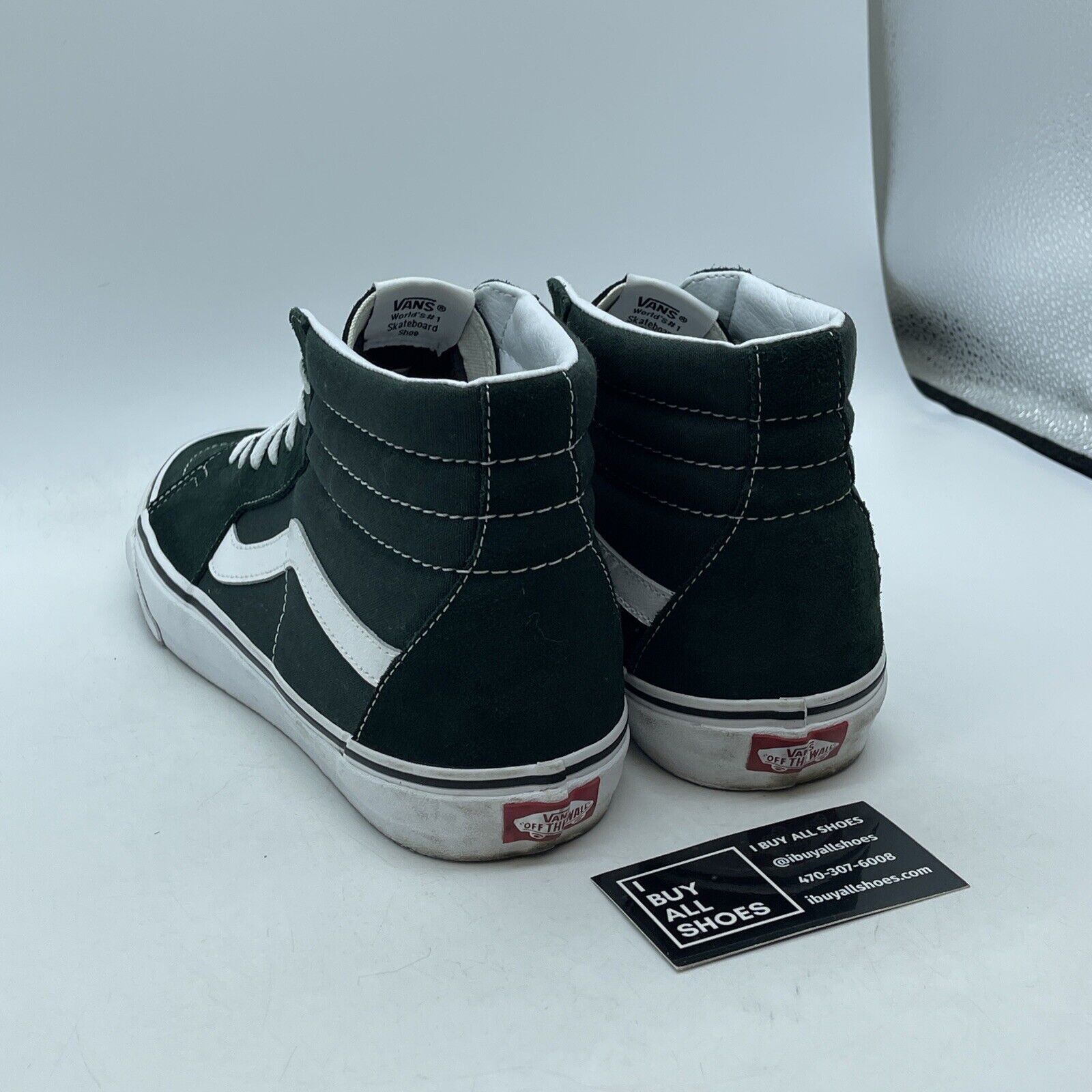 Size 12 - Vans Olive Green White Black Red Suede Leather High Top (751505)