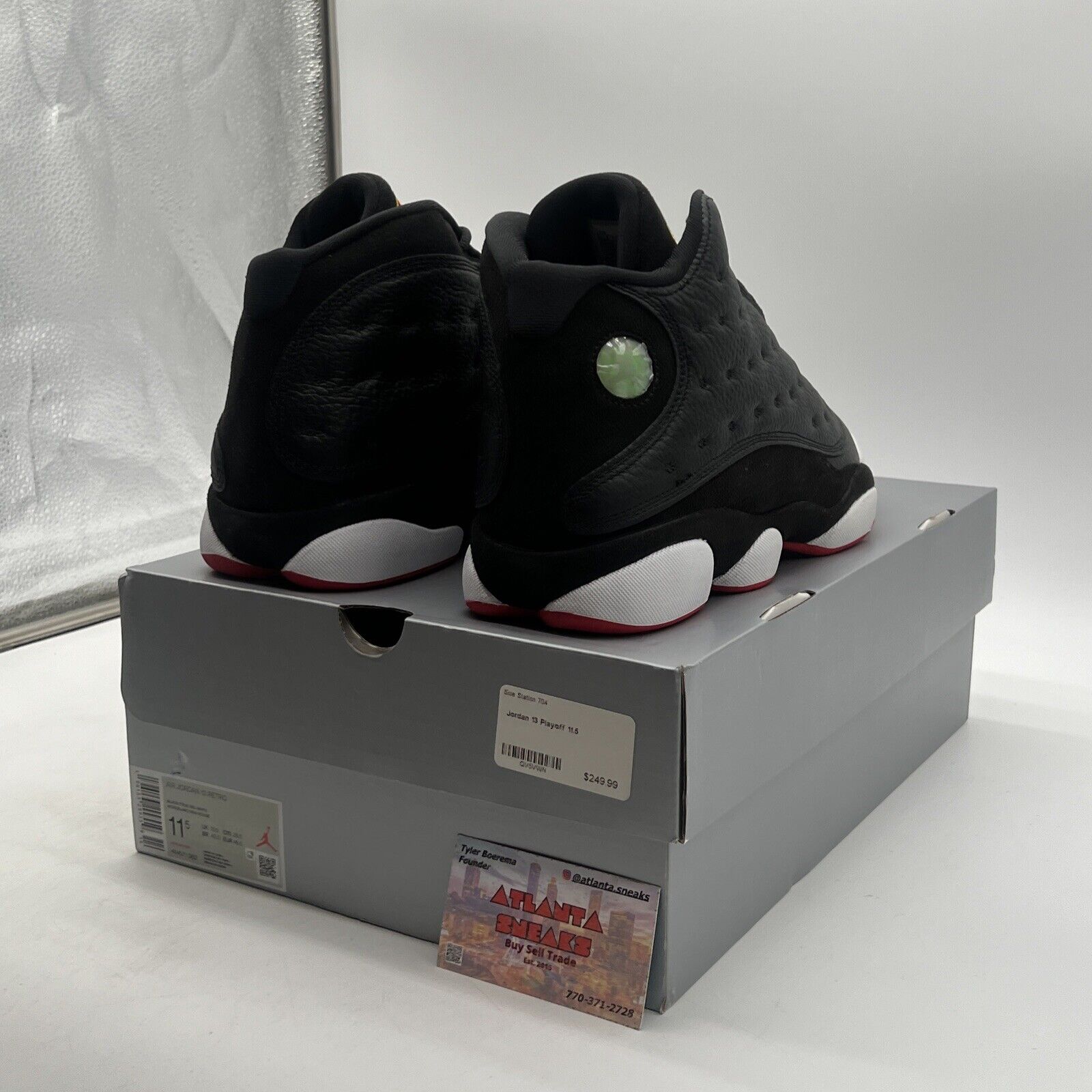 Size 11.5 - Jordan 13 Retro Mid Playoff Black White Leather (414571-062)