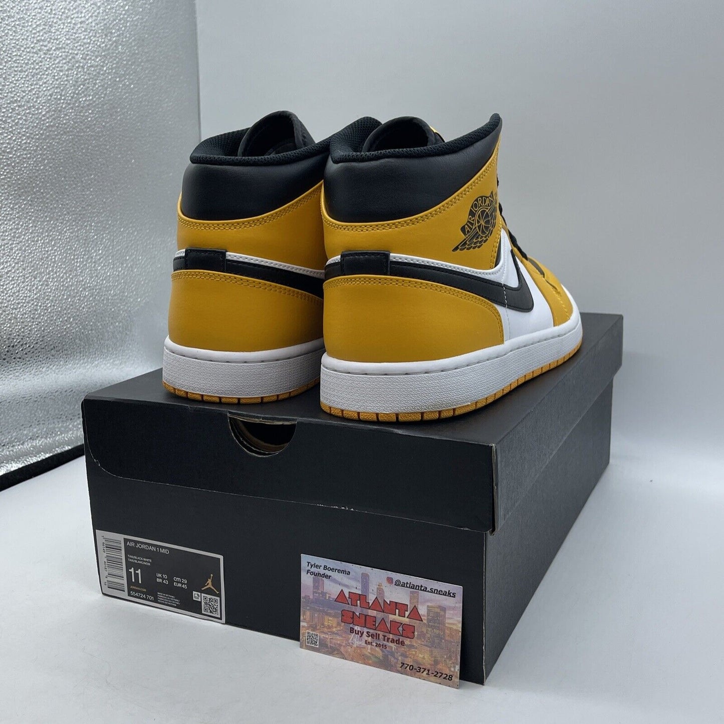 Size 11 - Jordan 1 Mid Taxi Yellow Black White Leather (554724-701)