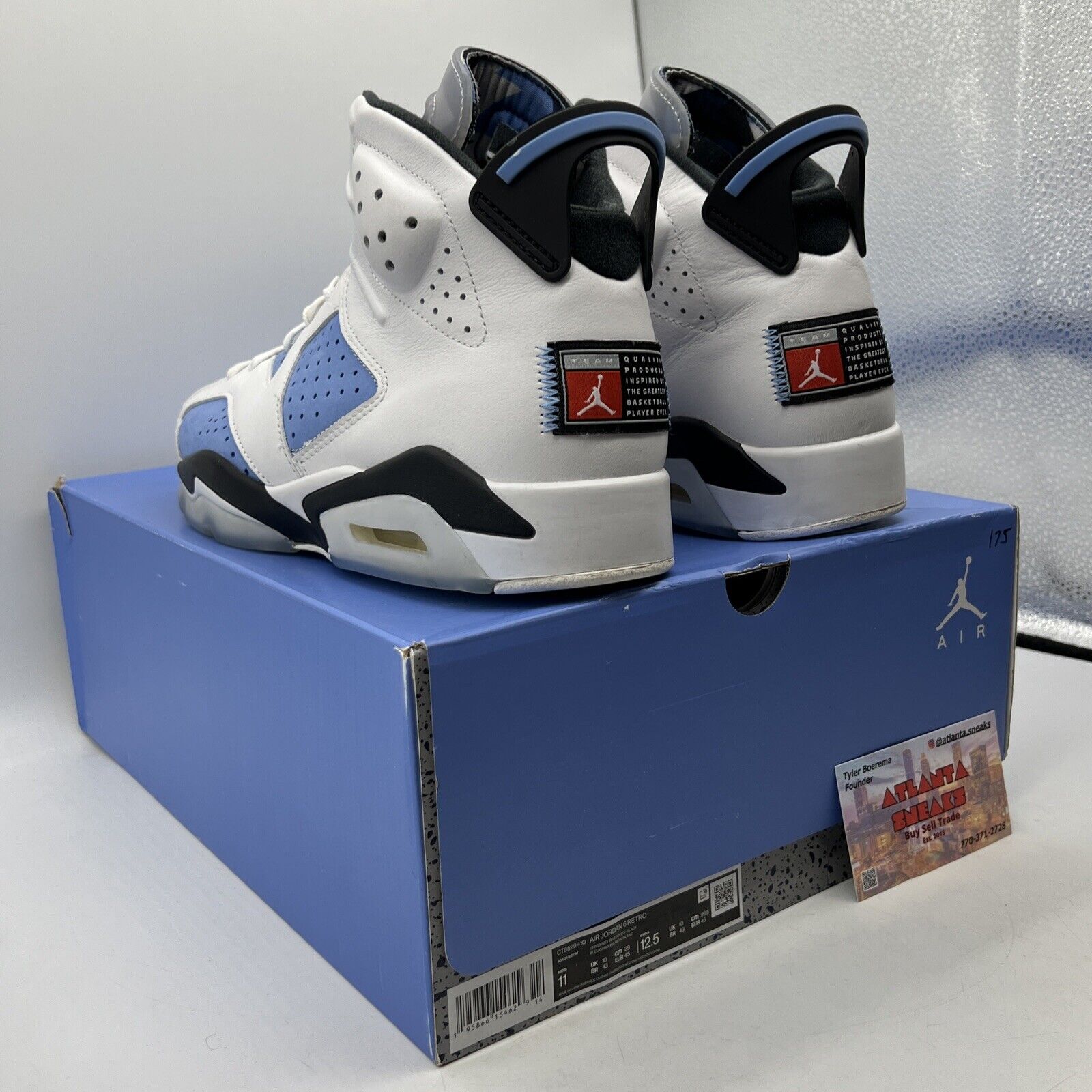 Size 11 - Jordan 6 Retro Mid UNC Home White Leather Suede Blue Icey (CT8529-410)