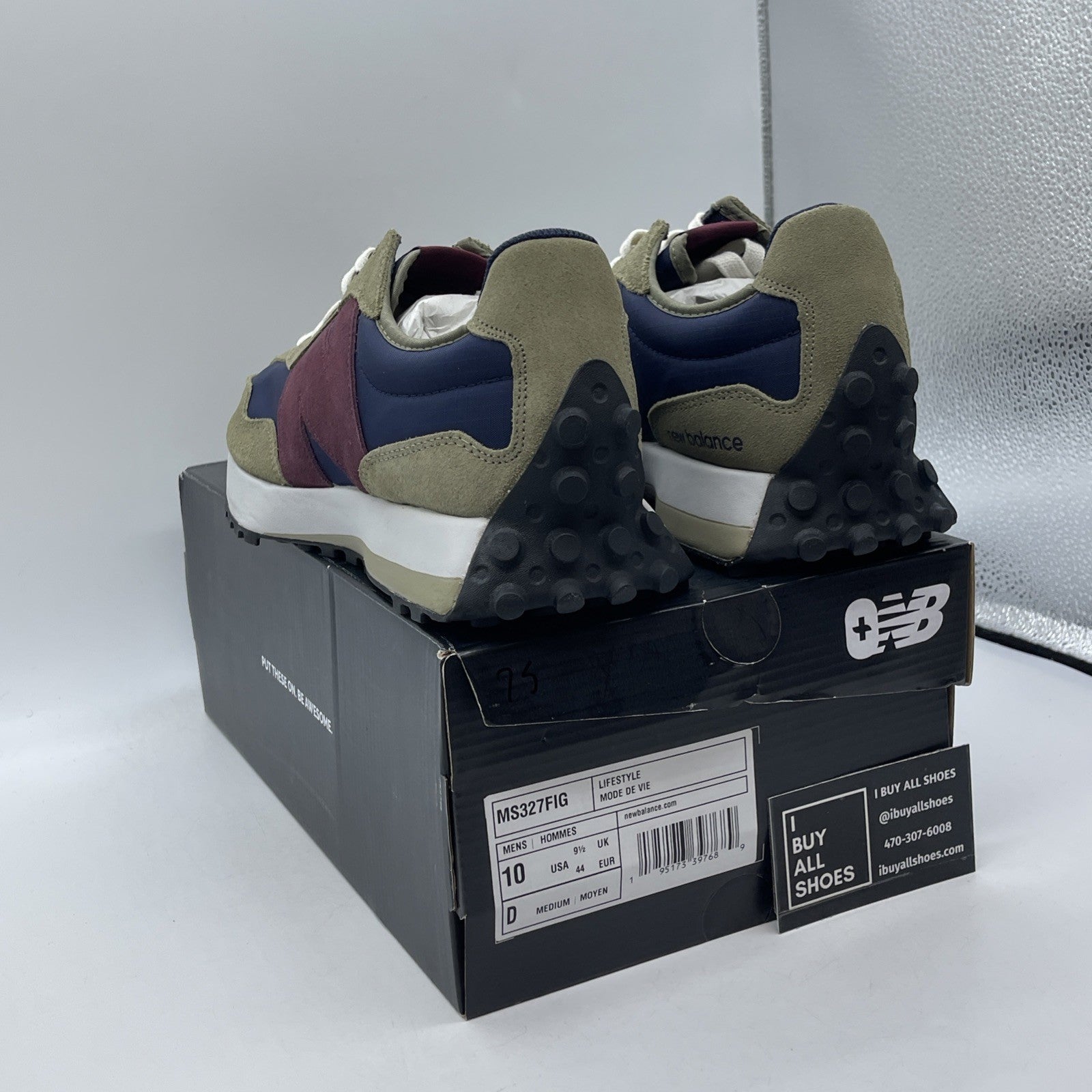 Size 10 - New Balance FIGS x 327 Olive Blue Suede (MS327FIG)