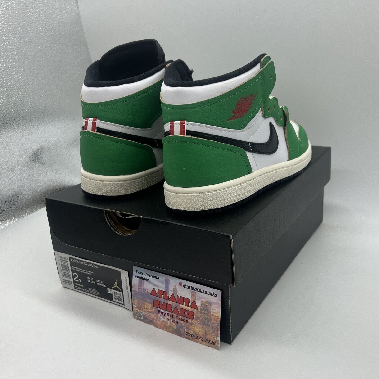 Nike Air Jordan 1 High OG Preschool (PS) Lucky Green SIZE 2Y CU0449-300 Og All