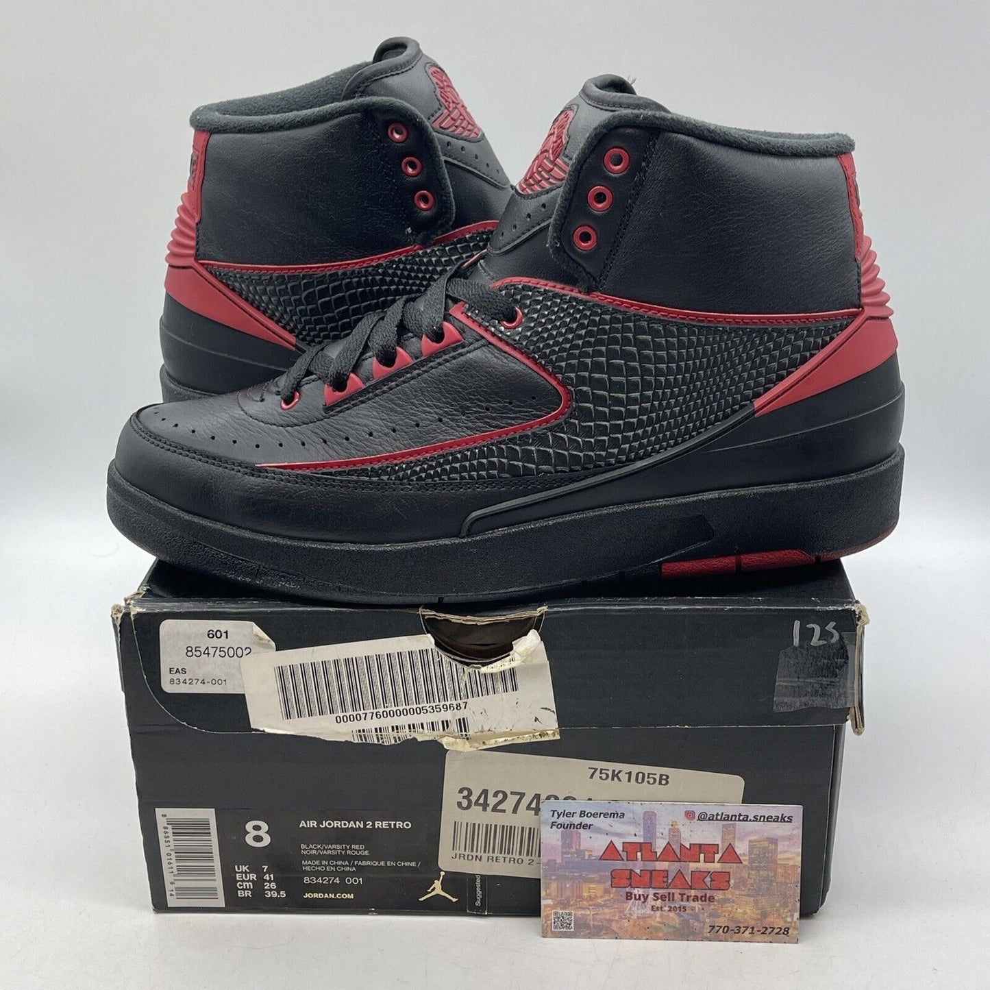 Size 8 - Air Jordan 2 Retro Alternate 87 Red Black Leather (834274-001)