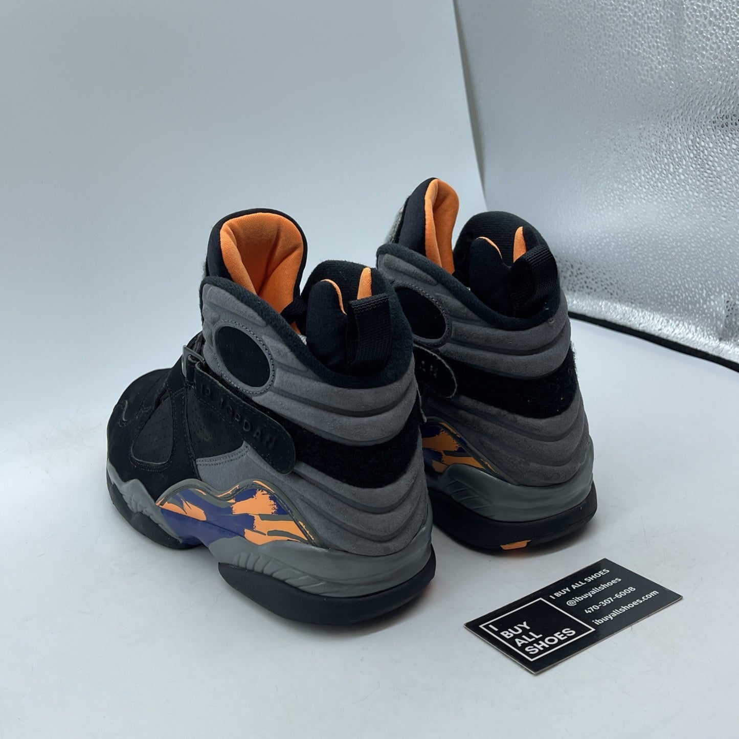 Size 9 - Air Jordan 8 Retro Phoenix Suns Grey Black Suede (305381-043)