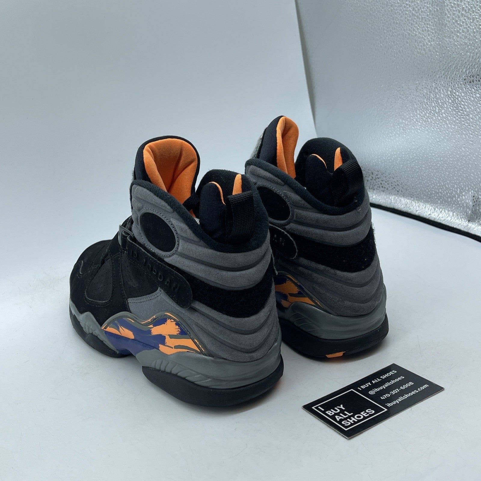 Size 9 - Air Jordan 8 Retro Phoenix Suns Grey Black Suede (305381-043)