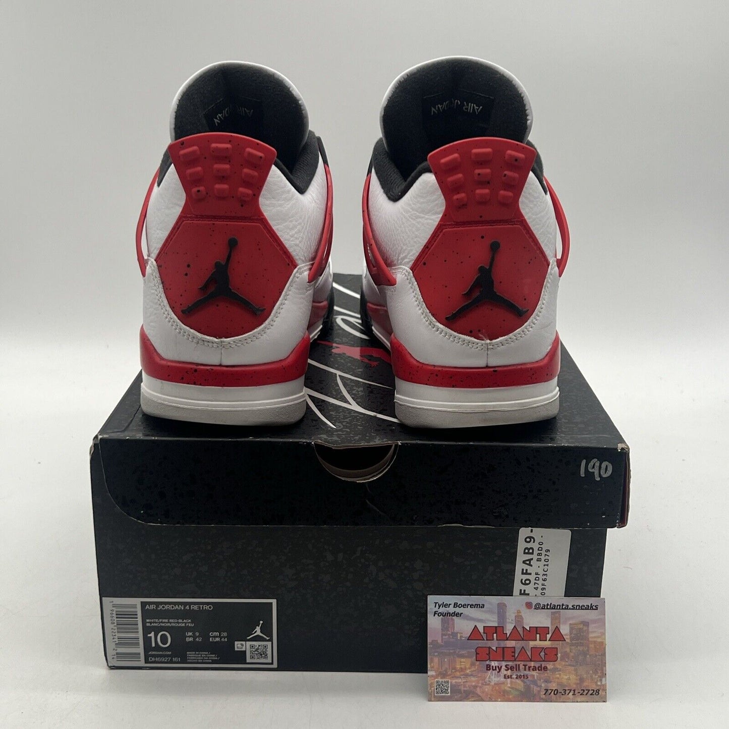 Size 10 - Jordan 4 Retro Mid Red Cement Black White Leather (DH6927-161)