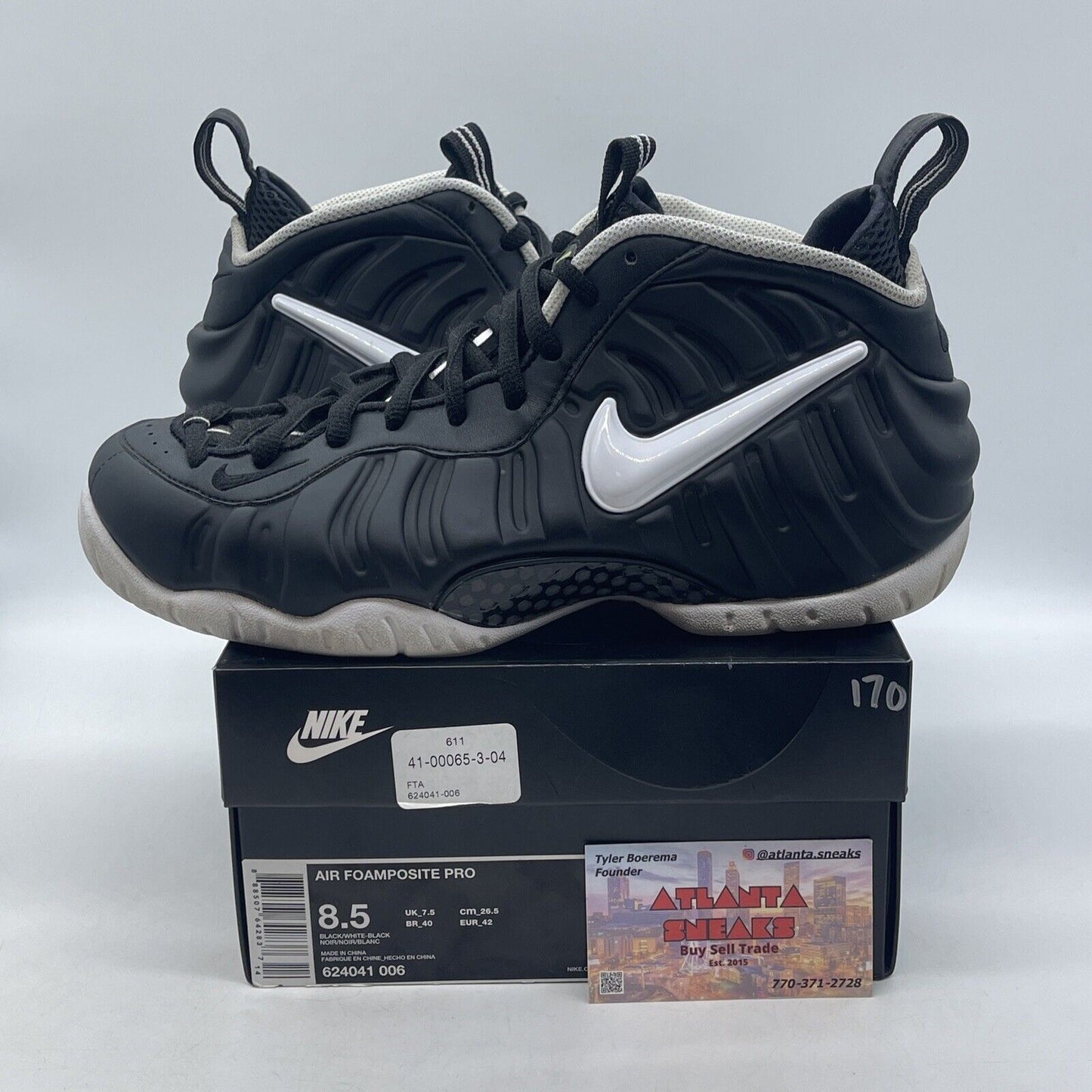 Size 8.5 - Nike Air Foamposite Pro 2016 Dr. Doom Black White (624041-006)