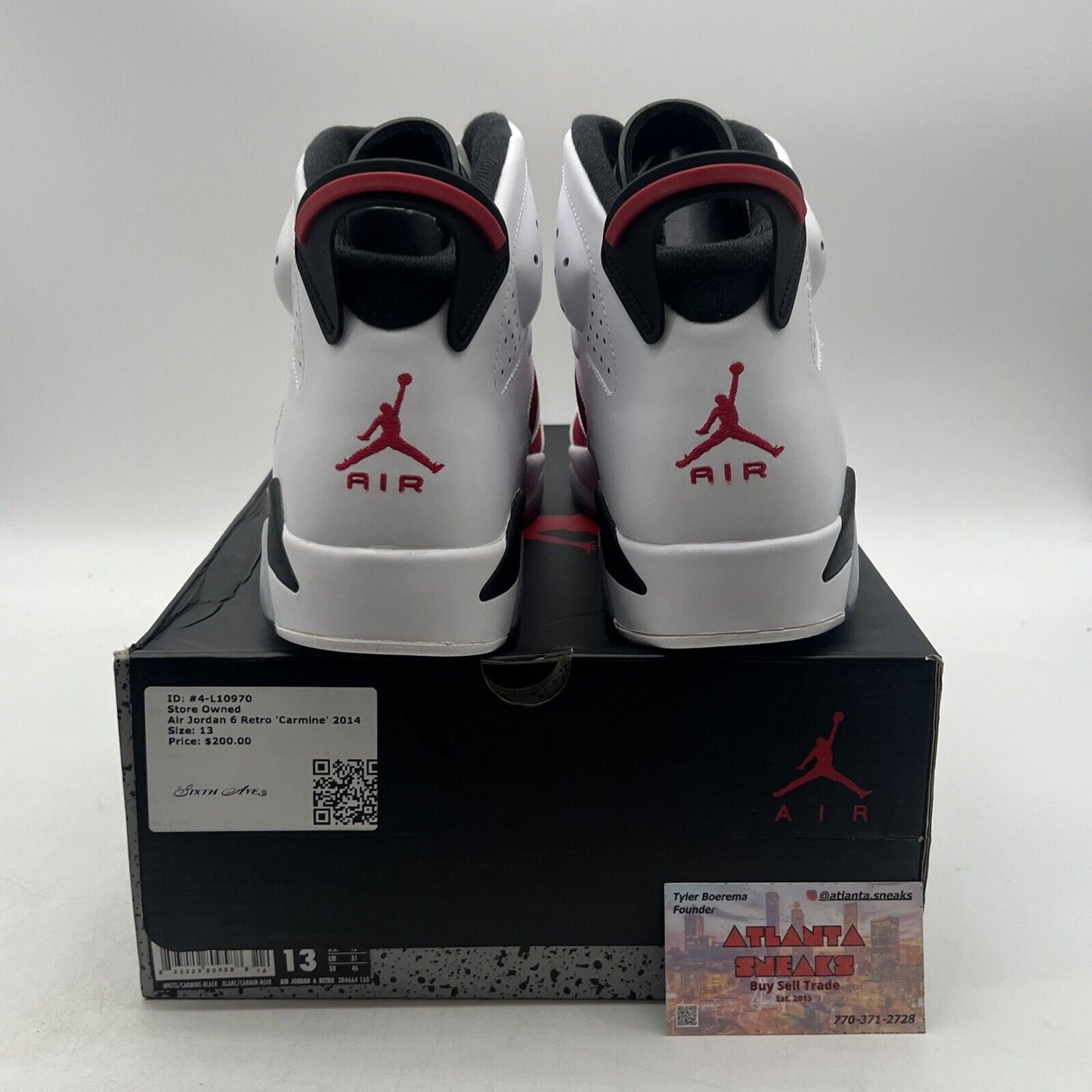 Size 13 - Air Jordan 6 Retro 2014 Carmine White Black Icey (384664-160)