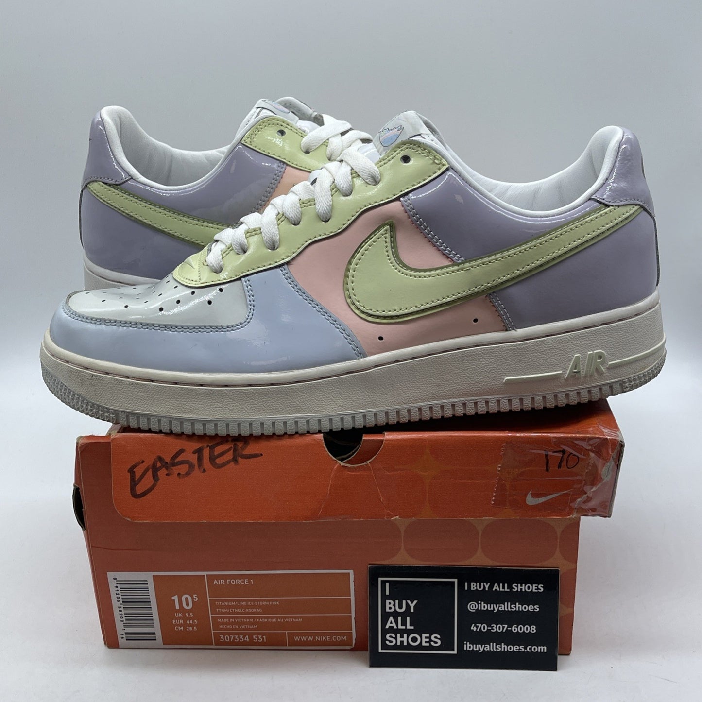 Size 10.5 - Nike Air Force 1 Easter Pink Purple White Leather (307334-531)