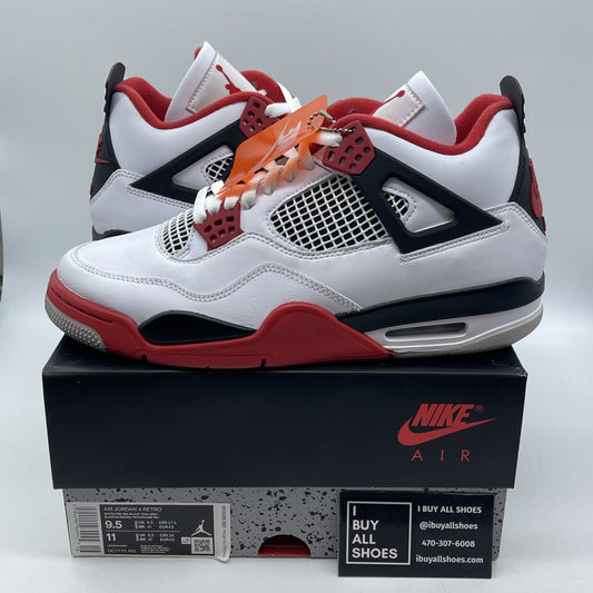 Size 9.5 - Jordan 4 Retro OG Mid Fire Red White Black Leather (DC7770-160)