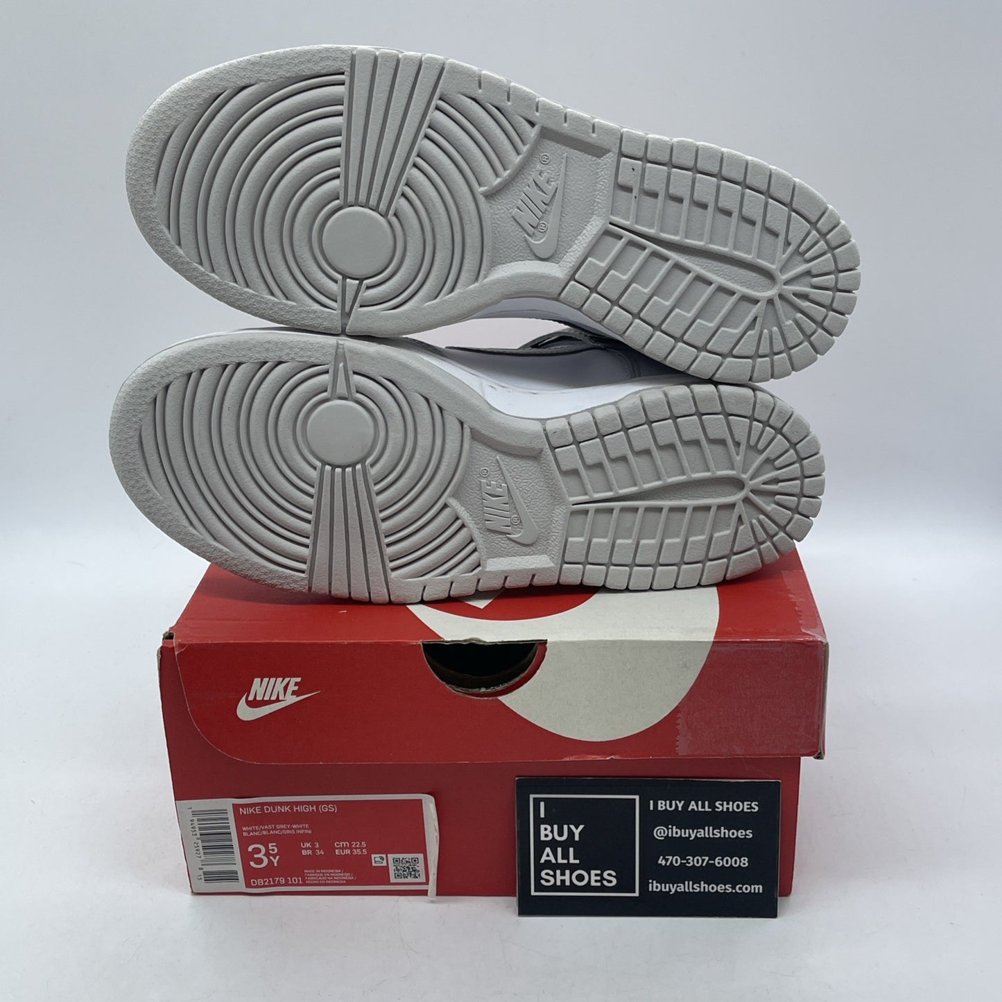 Size 3.5Y - Nike Dunk High Vast Grey White Leather (DB2179-101)