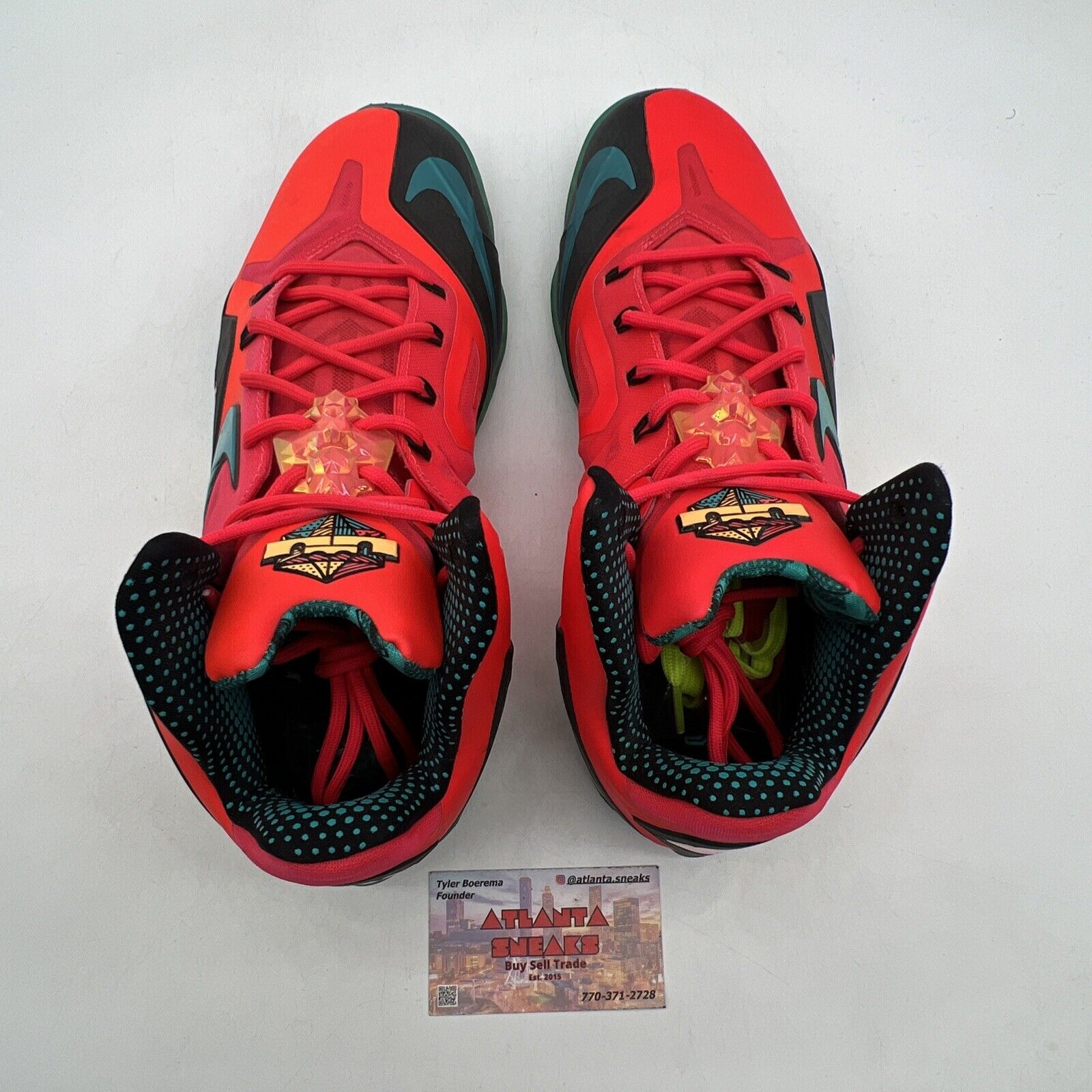 Size 10.5 - Nike LeBron 11 Elite Hero Pack Aqua Red (642846-600)