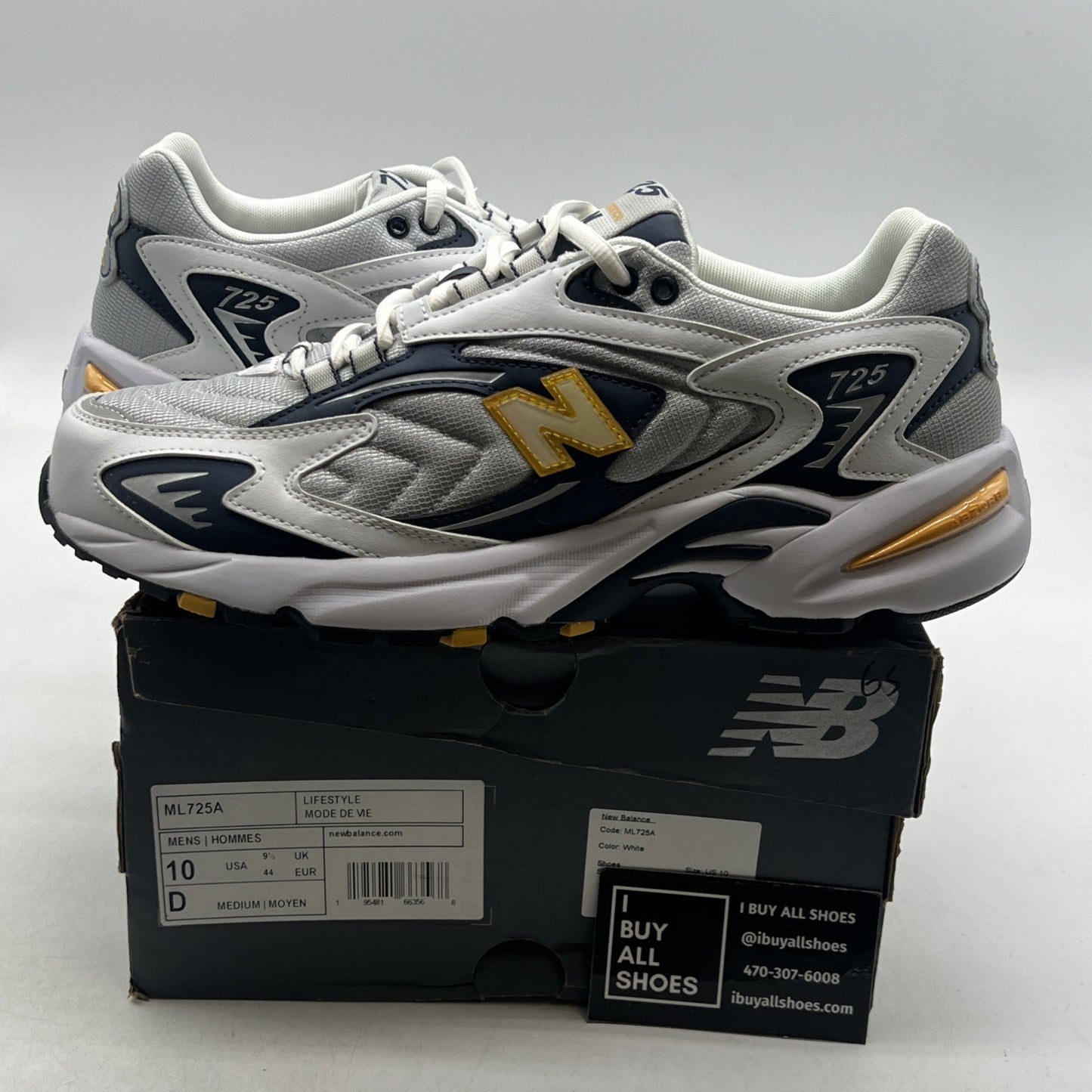 Size 10 - New Balance 725 Low Silver/Gray/White (ML725A)