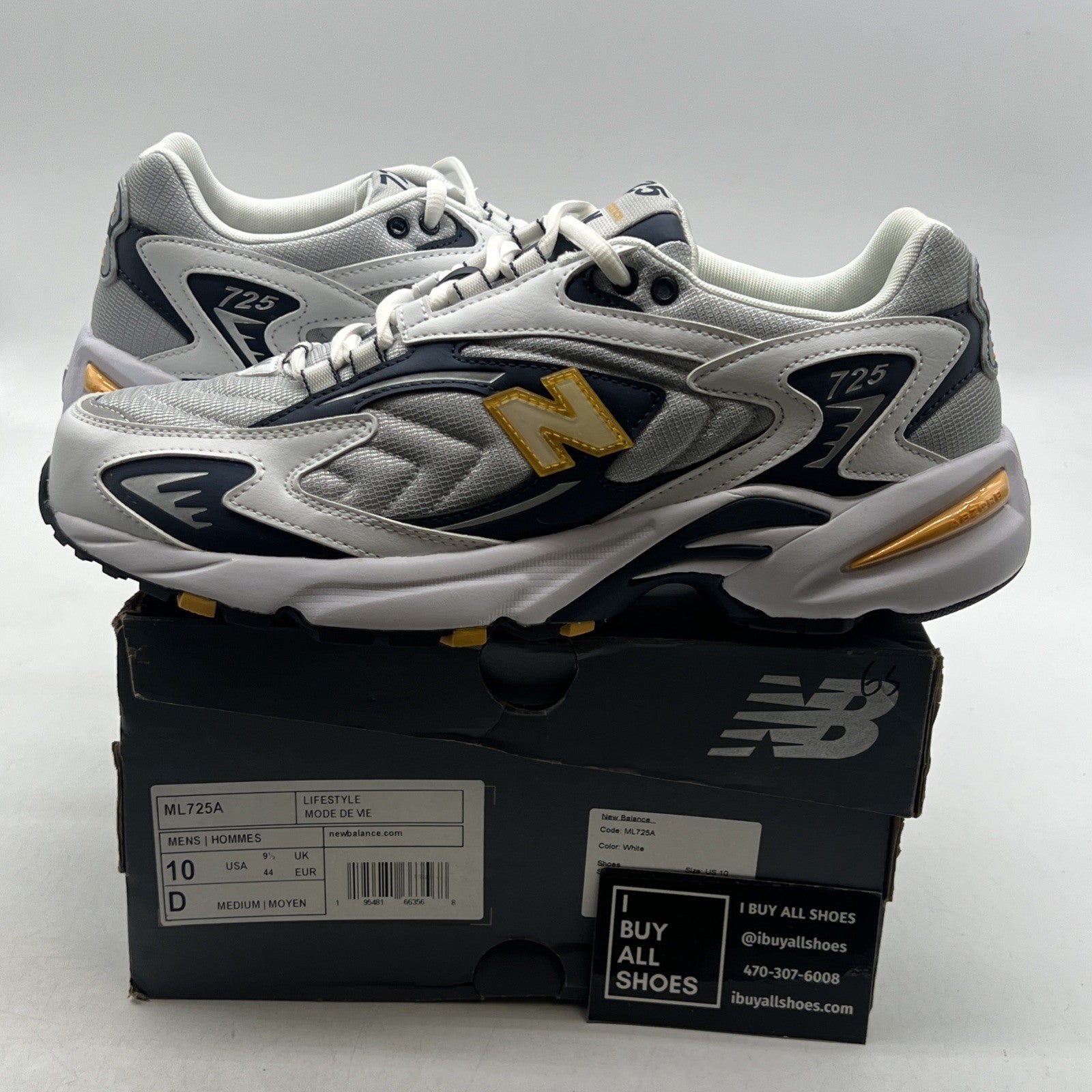 Size 10 - New Balance 725 Low Silver/Gray/White (ML725A)