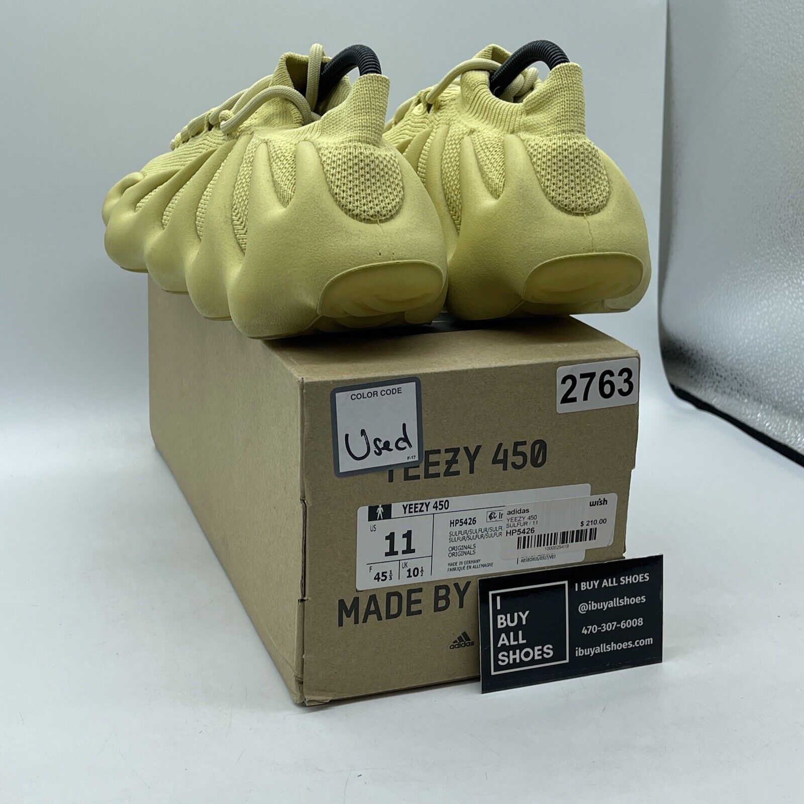 Size 11 - adidas Yeezy 450 Sulfur Yellow Suede (HP5426(