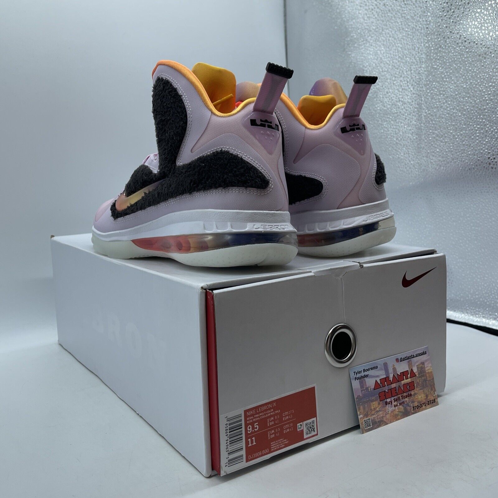 Size 9.5 - Nike LeBron 9 Regal Pink Orange Yellow Purple Blue (DJ3908-600)