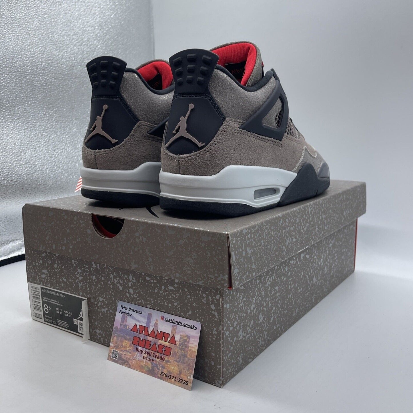 Size 8.5 - Jordan 4 Retro Mid Taupe Haze Brown White Black Suede (DB0732-200)