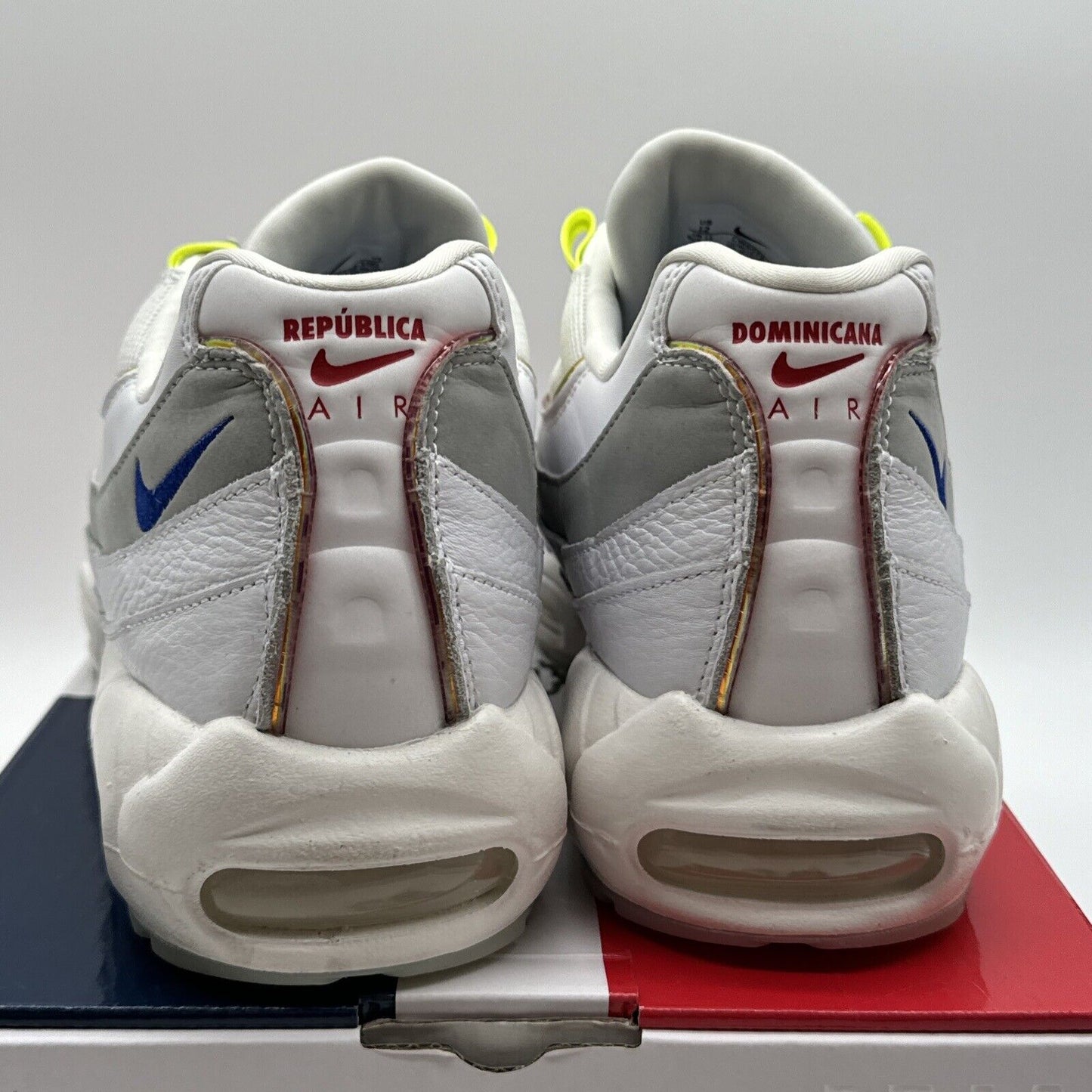 Size 12 - Nike Air Max 95 De Lo Mio 2020 White Volt Blue Puerto Rico Home Roots