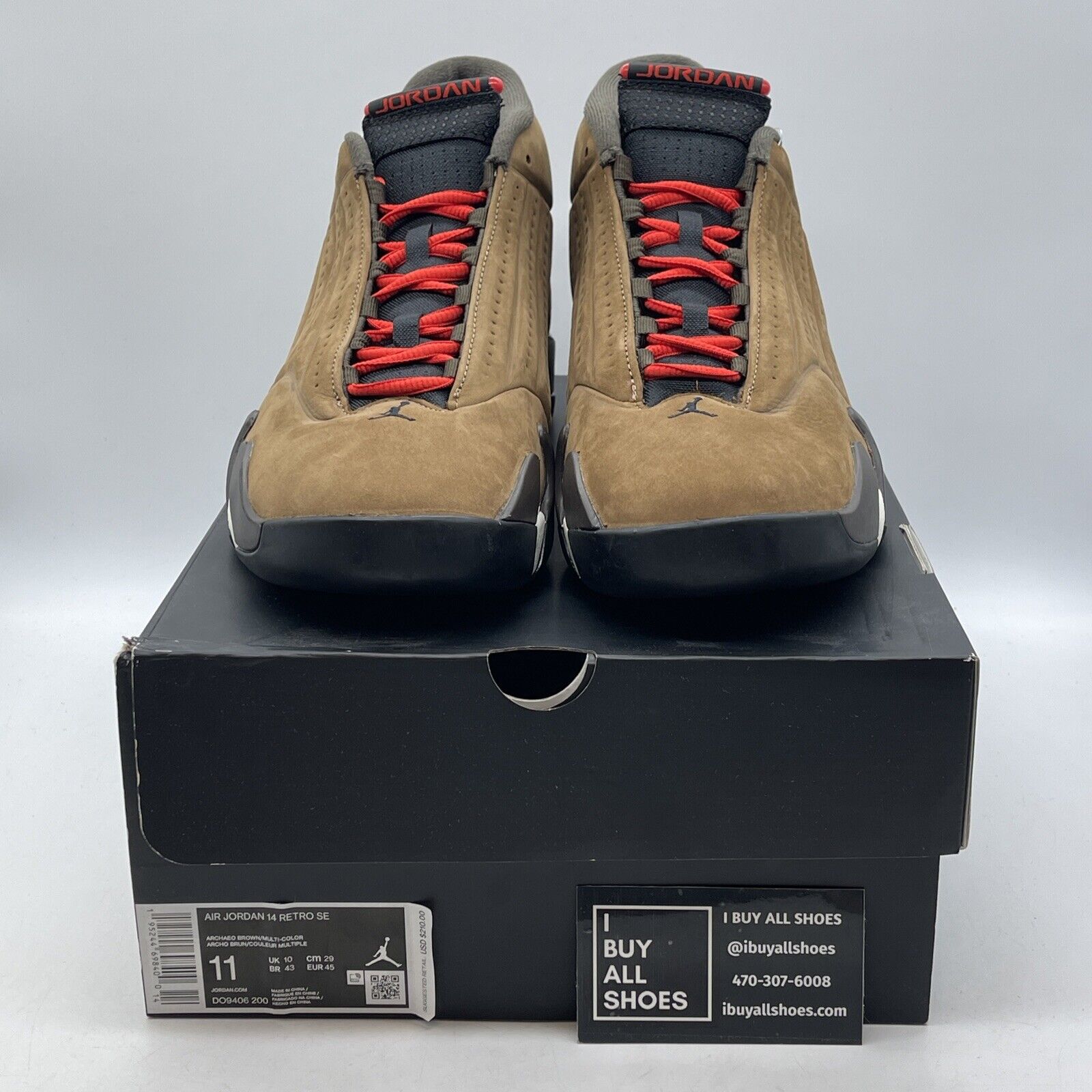 Size 11 - Air Jordan 14 Retro Winterized Brown Red White Black Suede DO9406-200