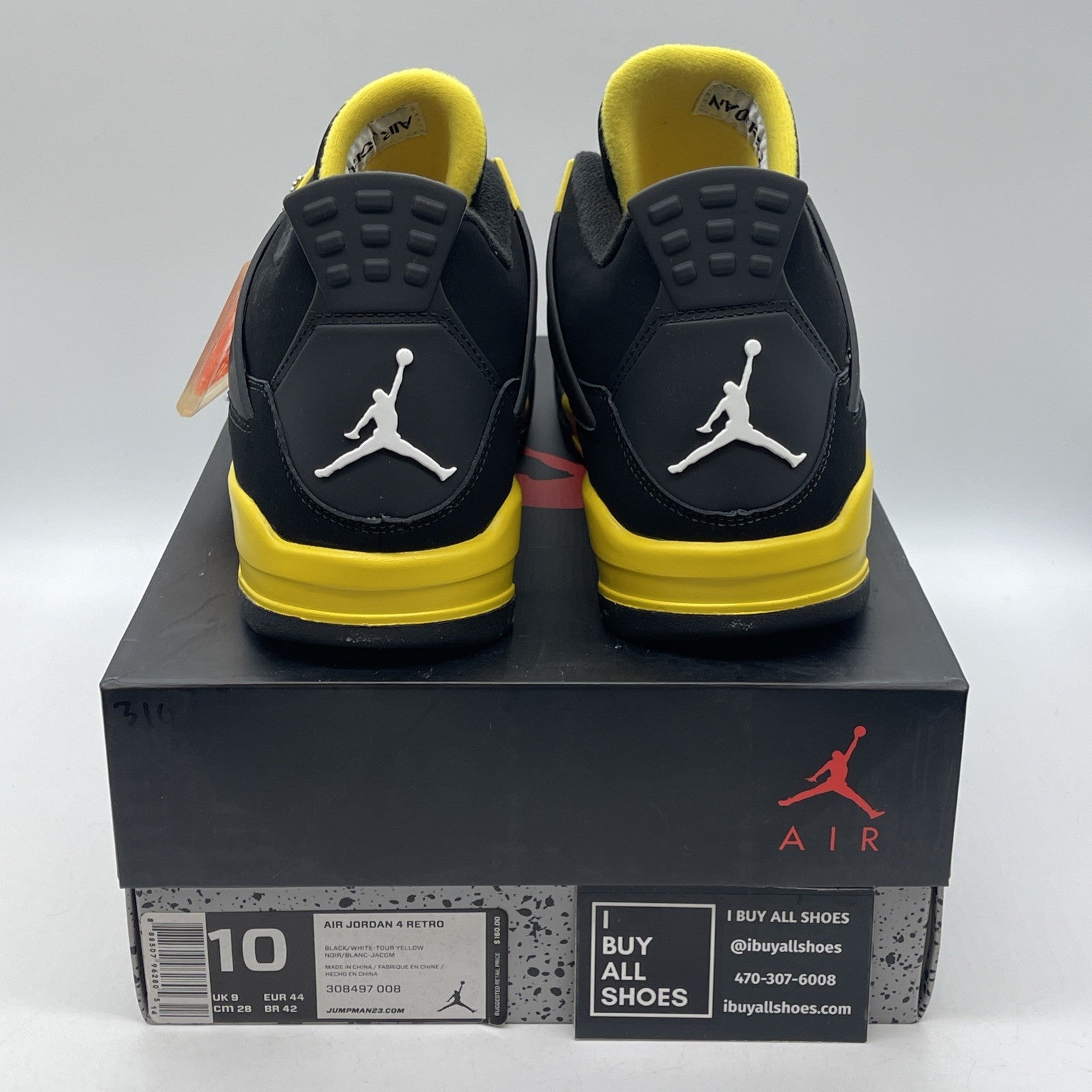 Size 10 - Jordan 4 Retro Low Thunder Black Yellow White Suede (308497-008)