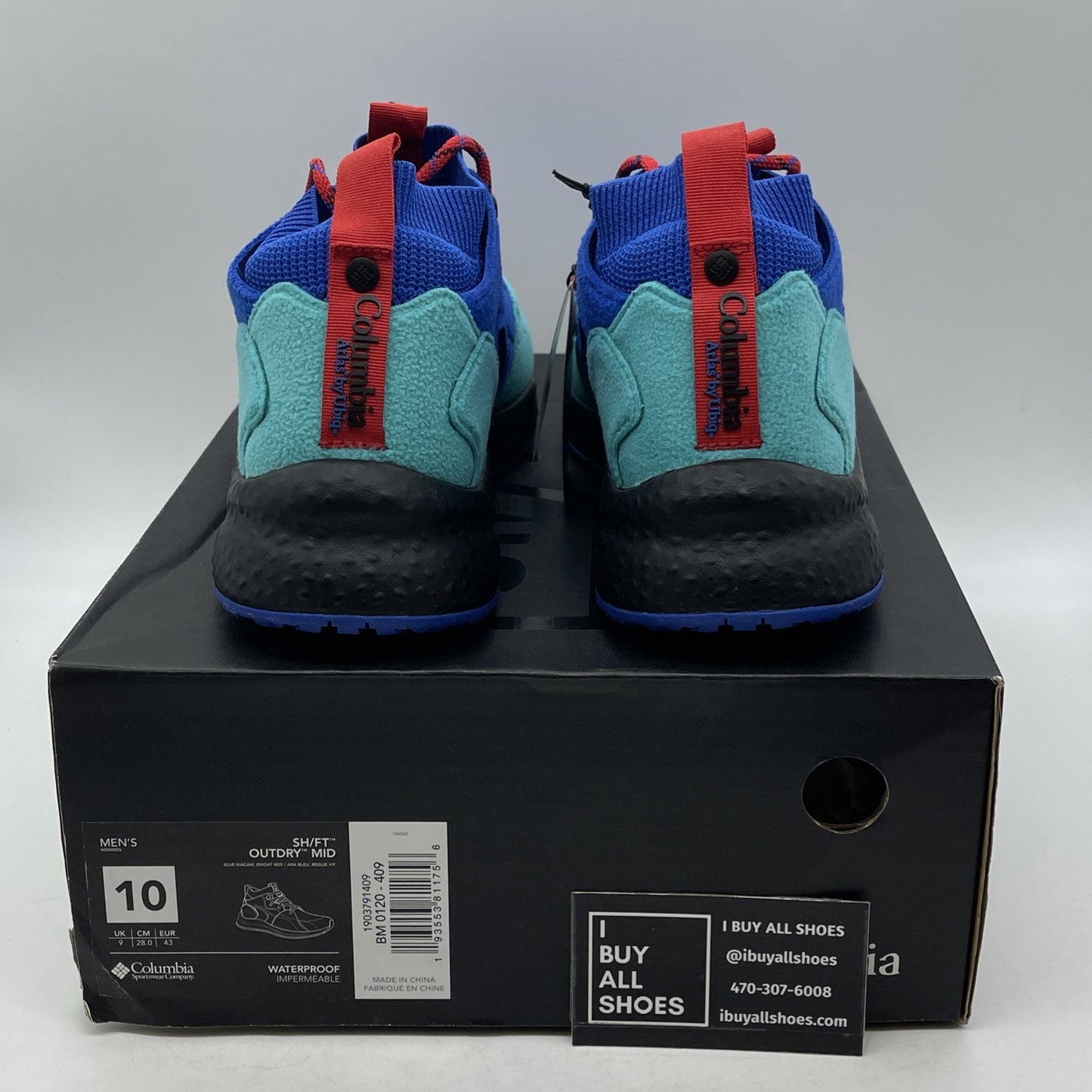 Size 10 - Columbia Mens Atmos X SH FT Outdry Mid Blue Black (1903791-409)