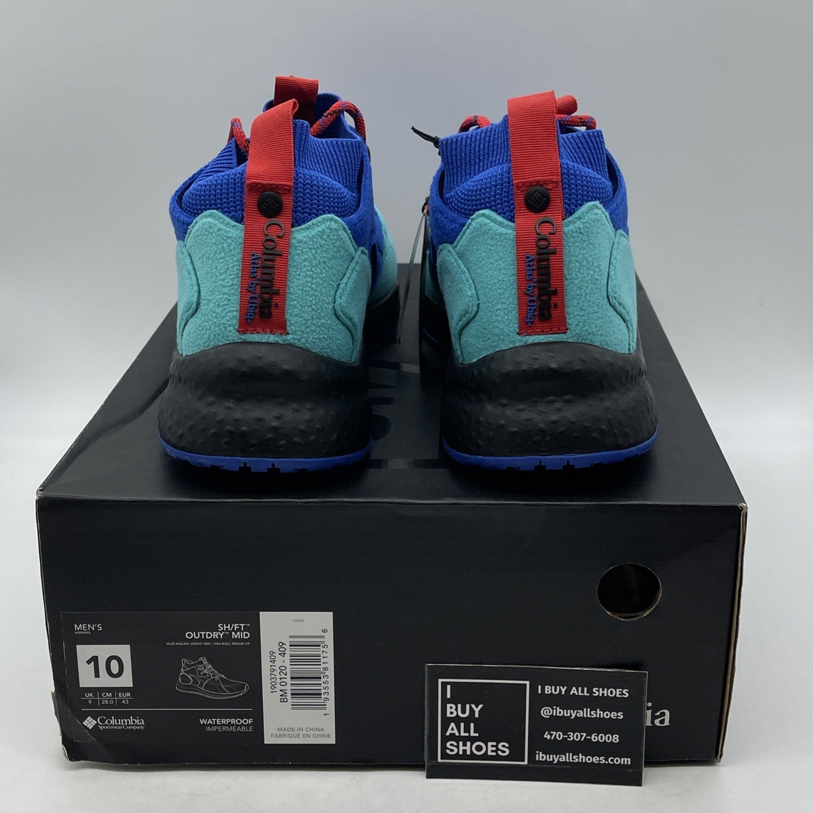 Size 10 - Columbia Mens Atmos X SH FT Outdry Mid Blue Black (1903791-409)