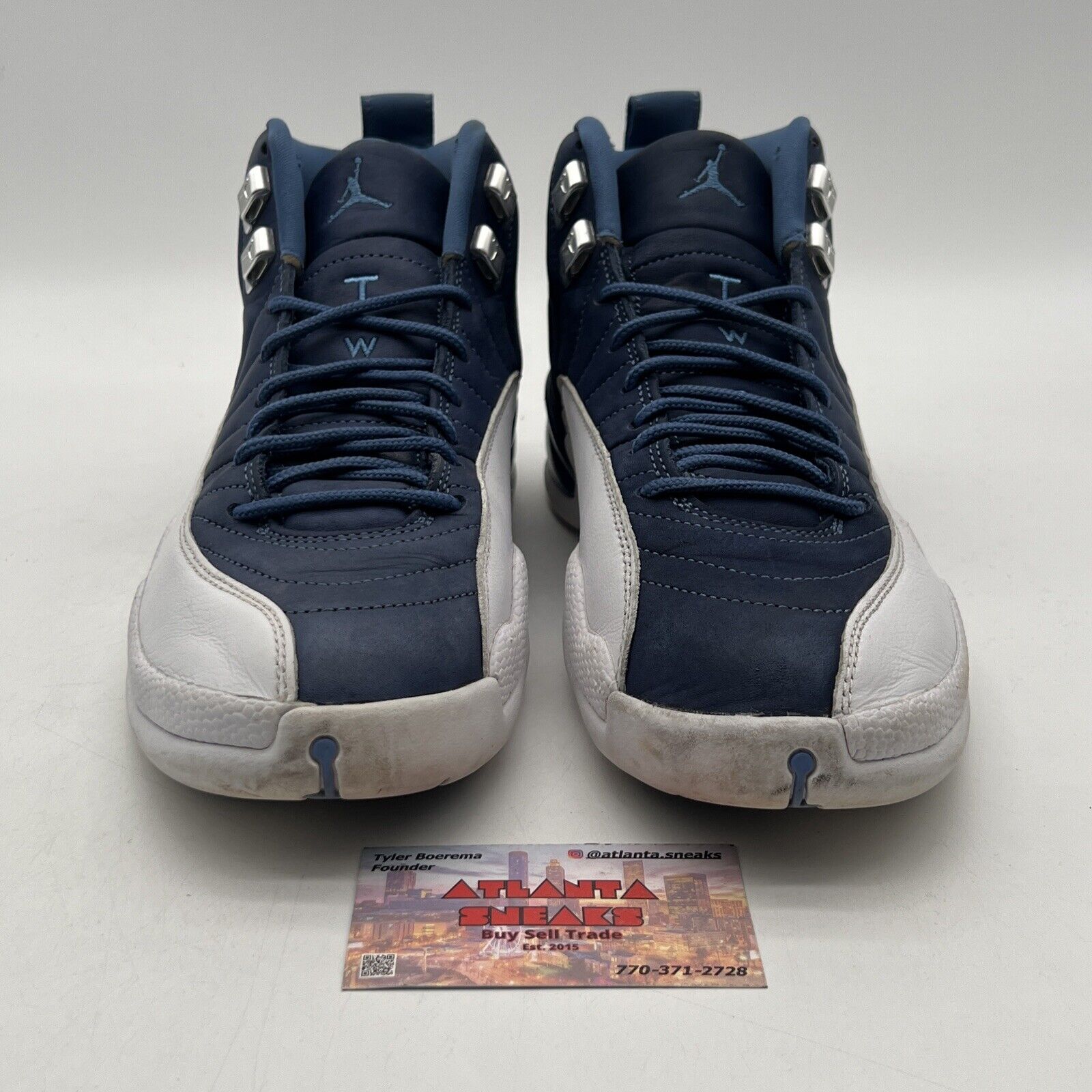 Size 9.5 - Jordan 12 Retro Indigo 2020 White Navy Leather (130690-404)