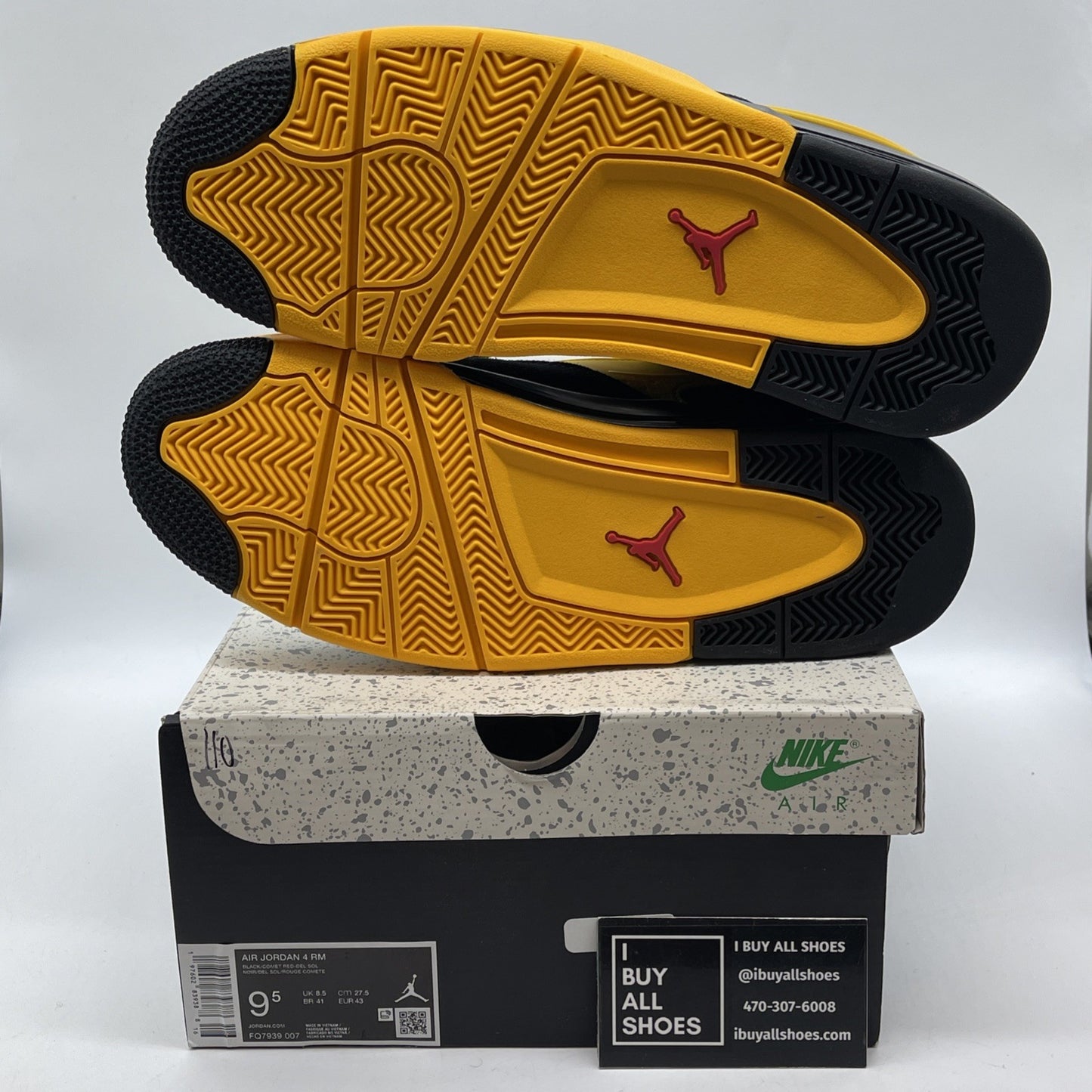 Size 9.5 - Air Jordan 4 RM Bruce Lee Black Yellow Suede Leather (FQ7939-007)