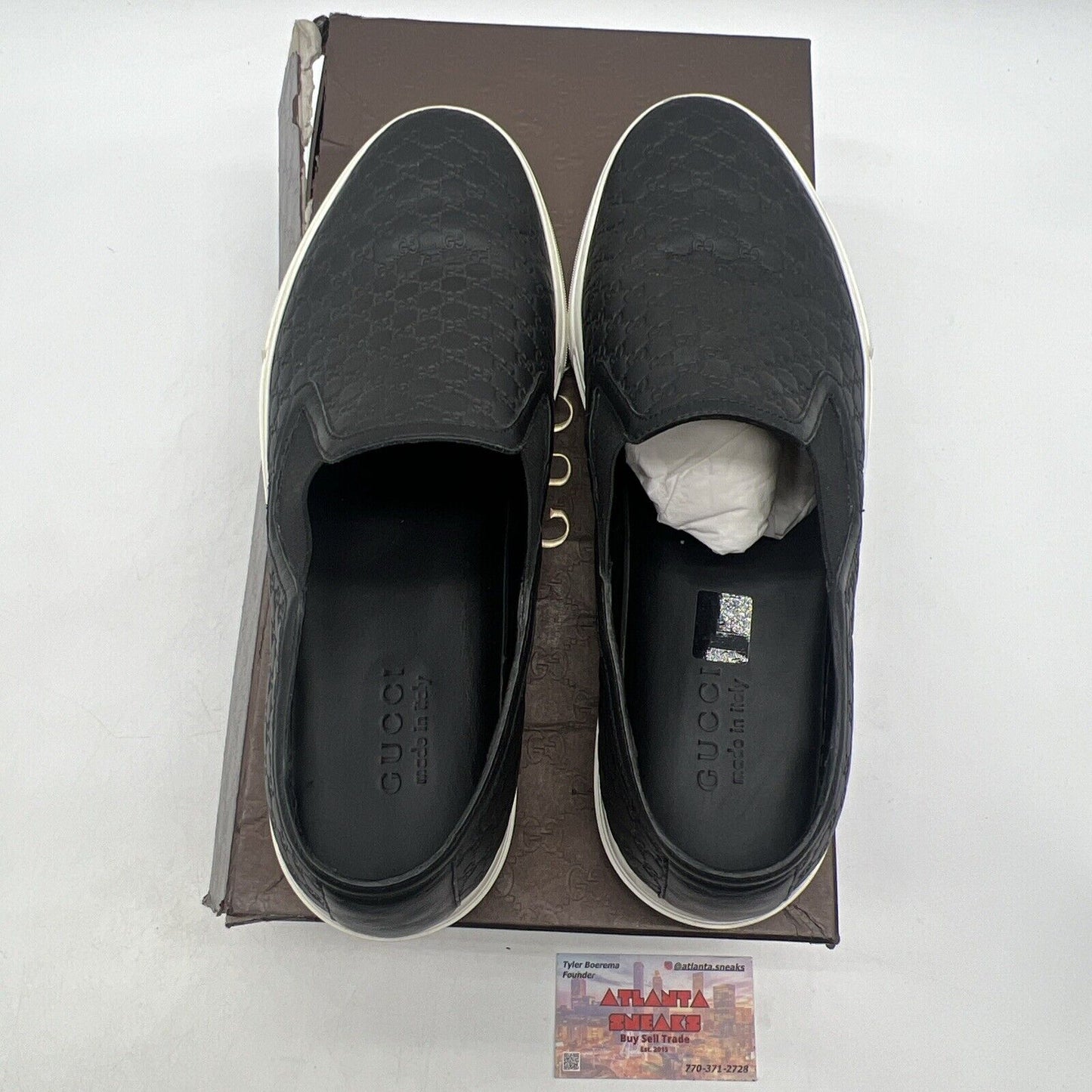 Size 10 -Gucci Signature Slip-On 'Black' - (466872-D4710-1000) Made In Italy