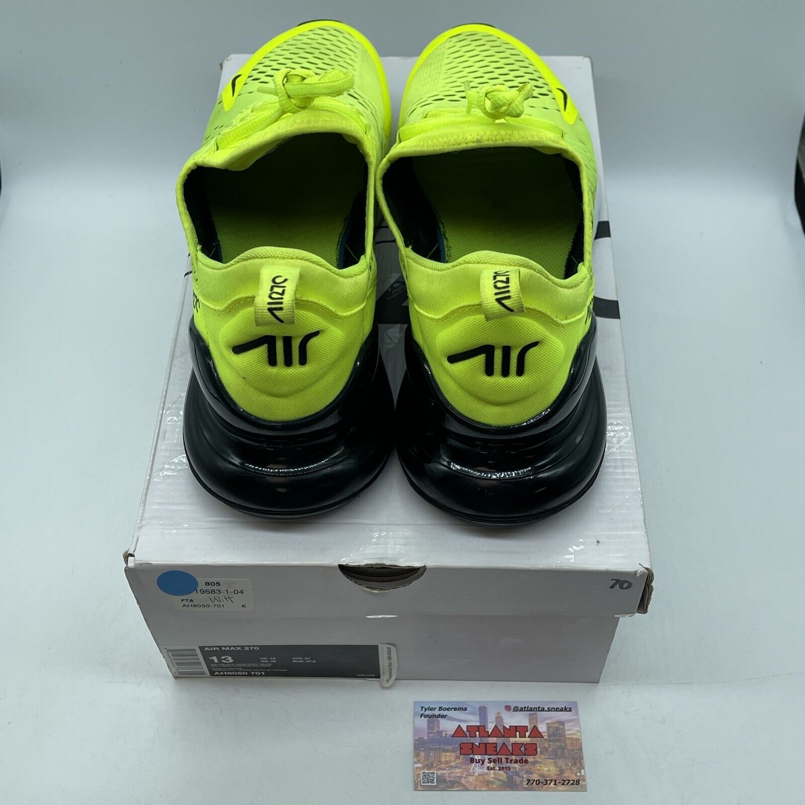 Size 13 - Nike Air Max 270 Volt Green White Black (AH8050-701)