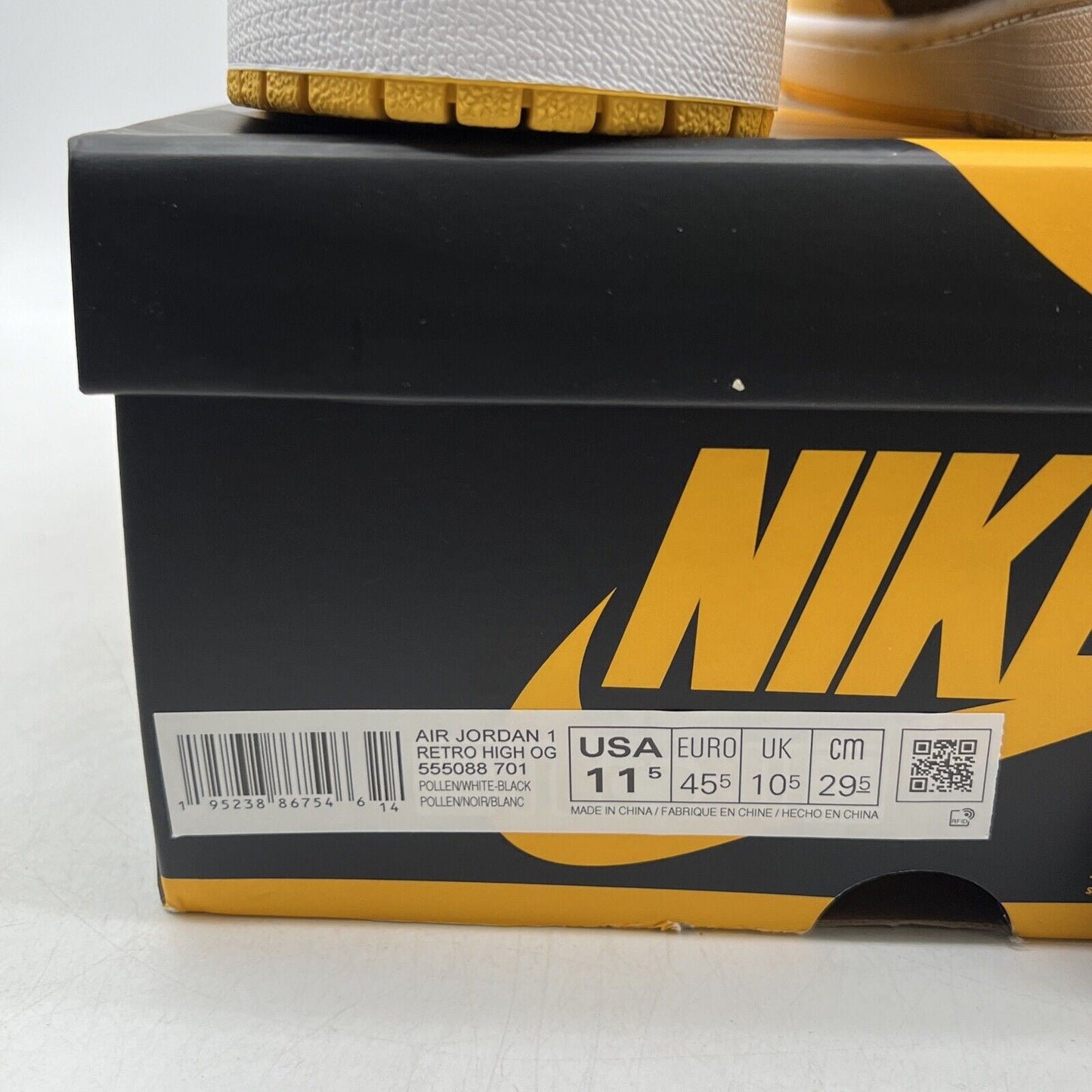 Size 11.5 - Jordan 1 Retro OG High Pollen Black Yellow White (555088-701)