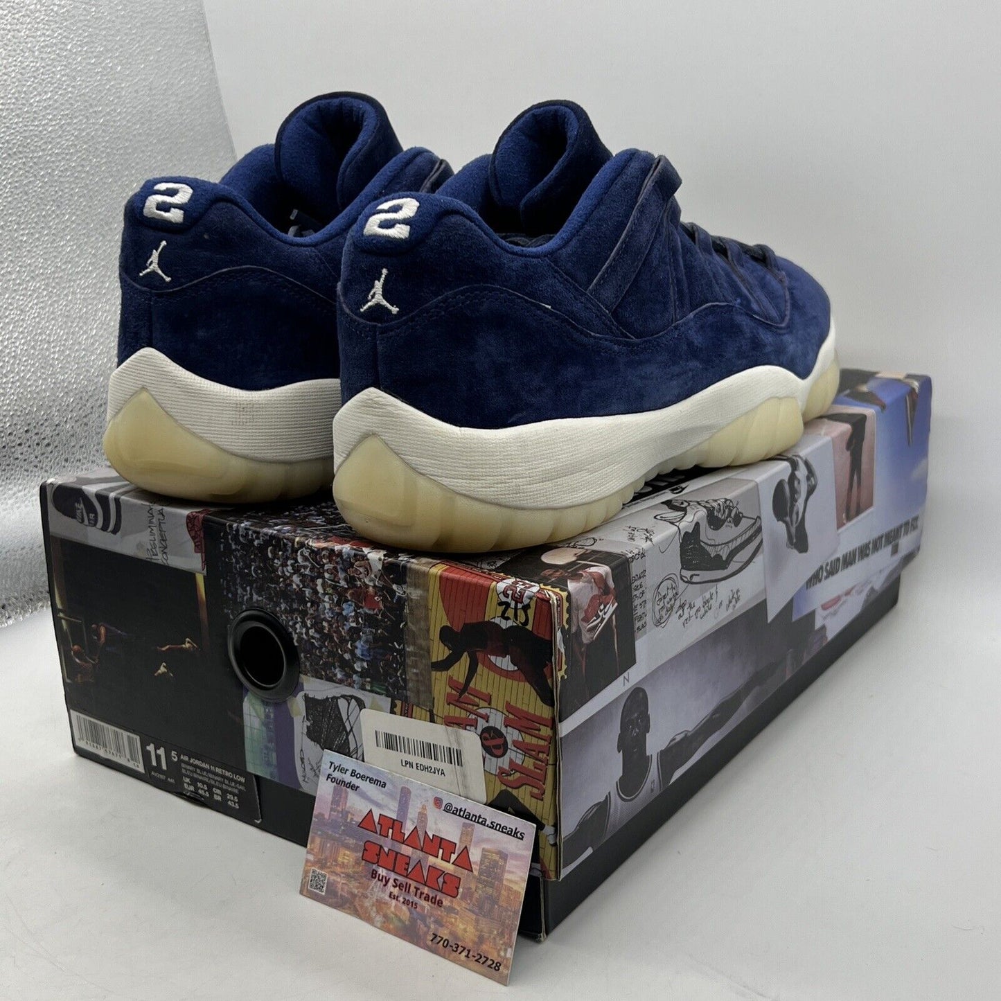 Size 11.5 - Air Jordan 11 Retro Low RE2PECT Navy Suede White (AV2187-441)