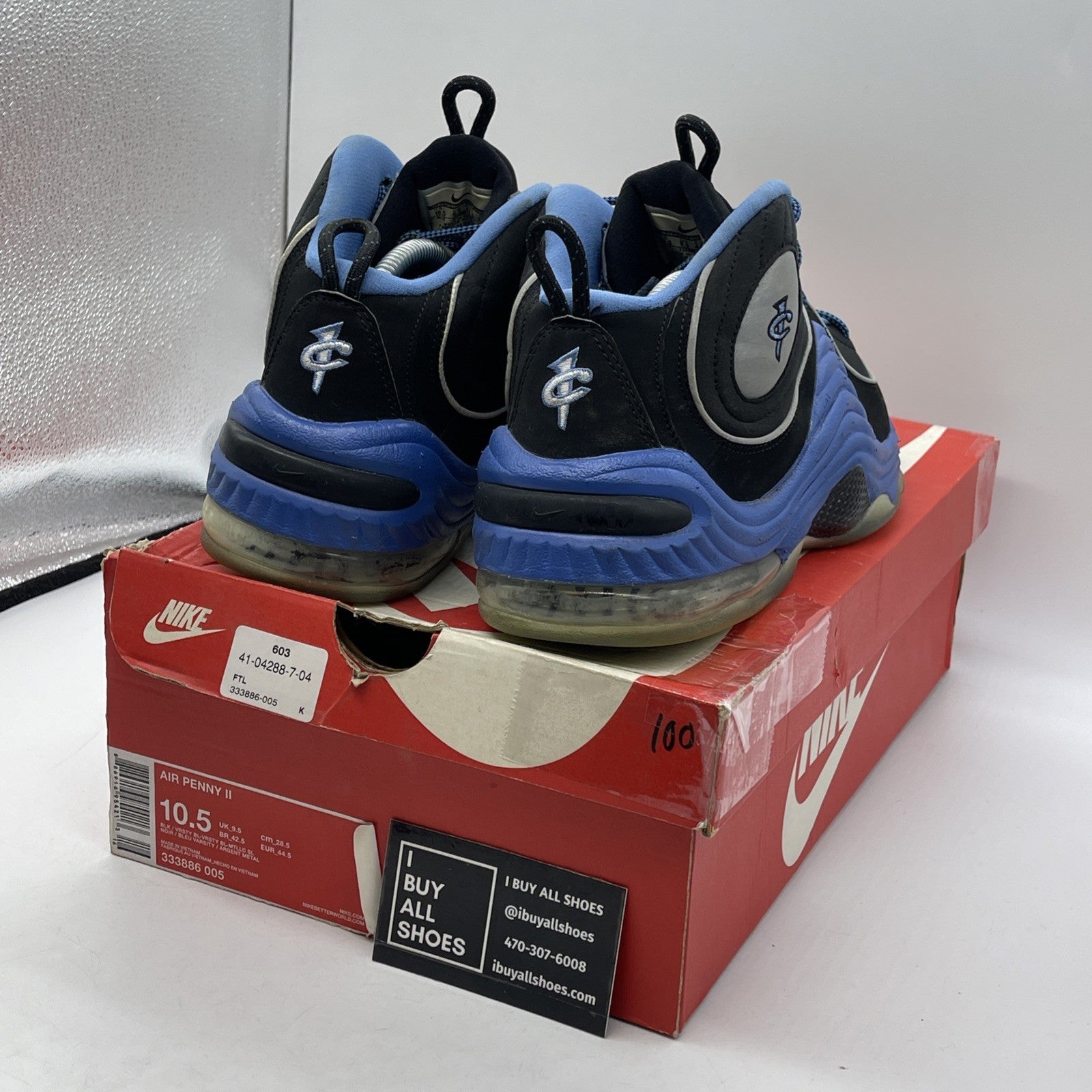 Size 10.5 - Nike Air Penny 2 Varsity Royal Black Blue Suede (333886-005)