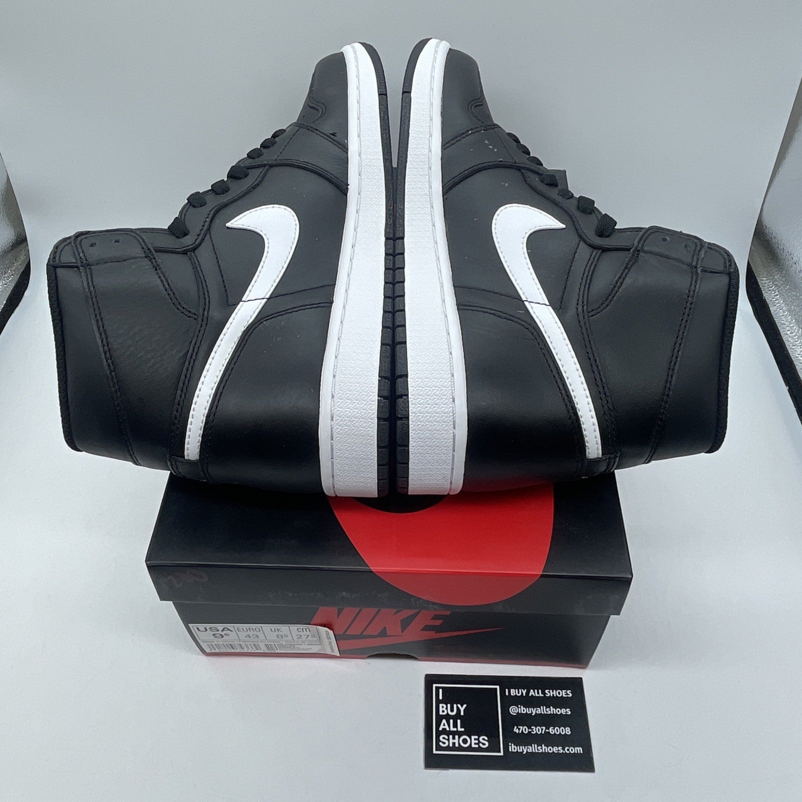Size 9.5 - Air Jordan 1 Retro OG Prm High Yin Yang Black Leather (555088-011)